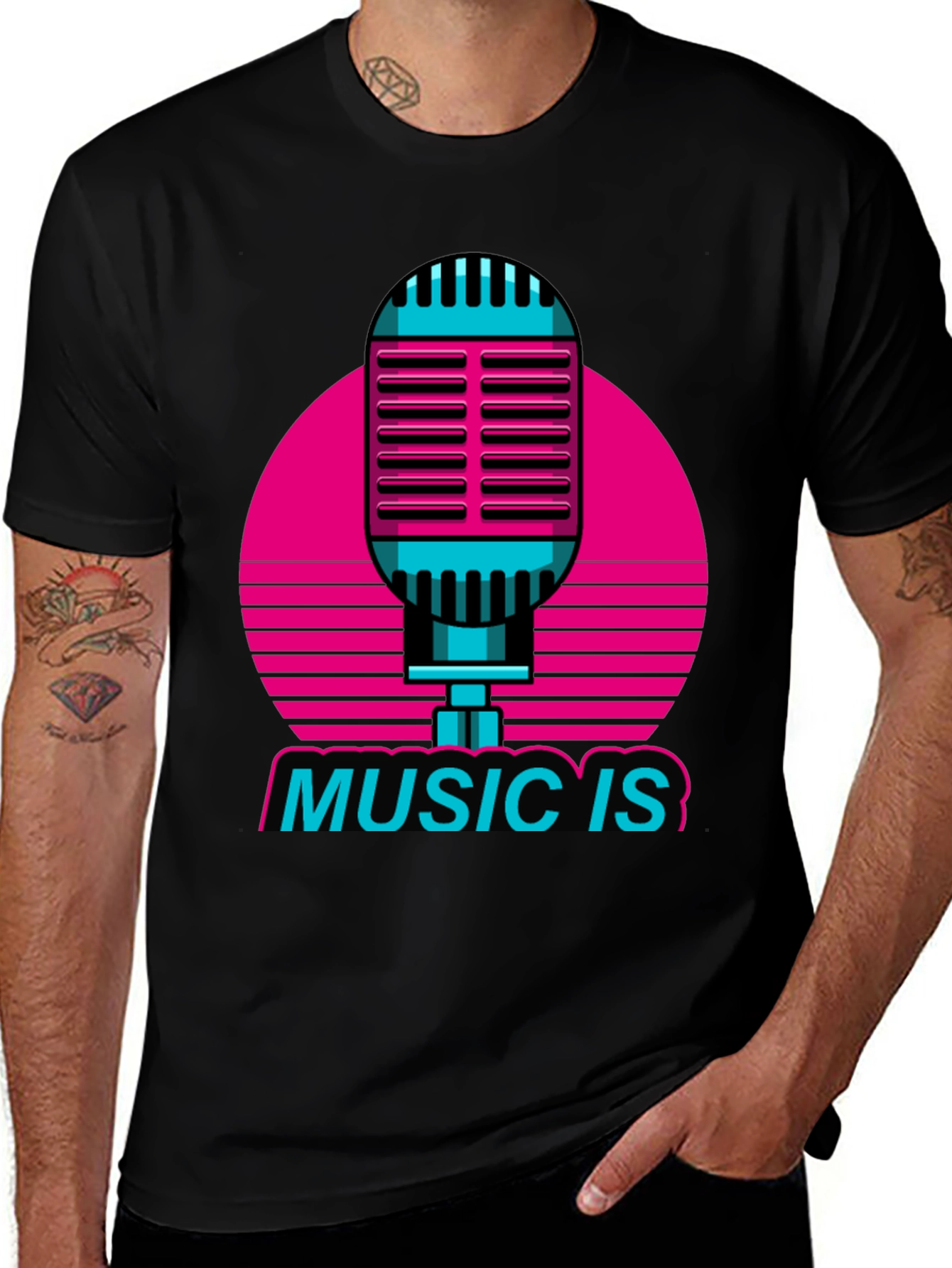 Variant 12 of Retro Music Is Microphone Black T-Shirt
