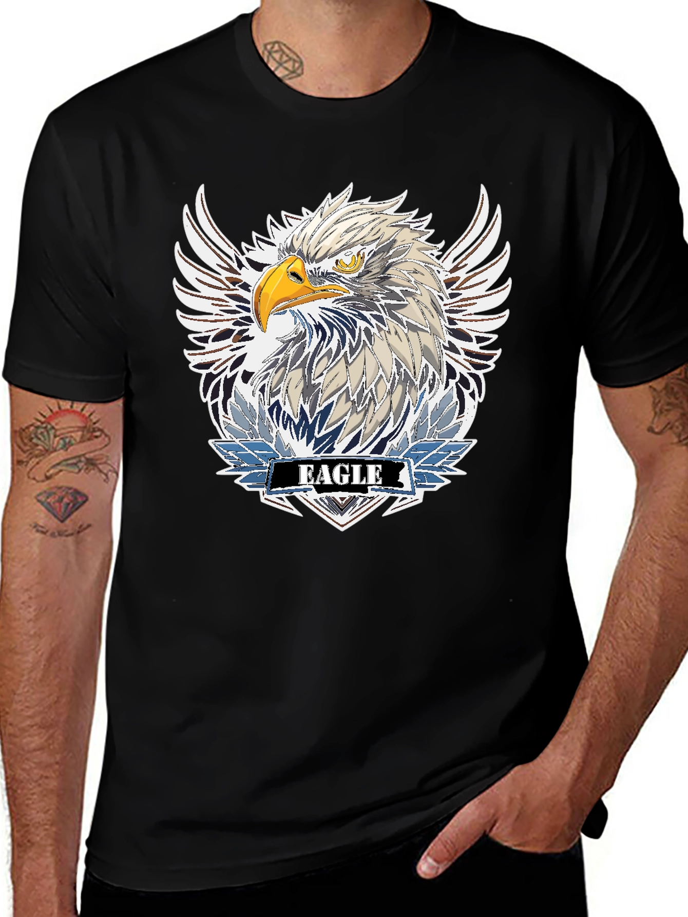 Variant 29 of Eagle Graphic Print Black T-Shirt