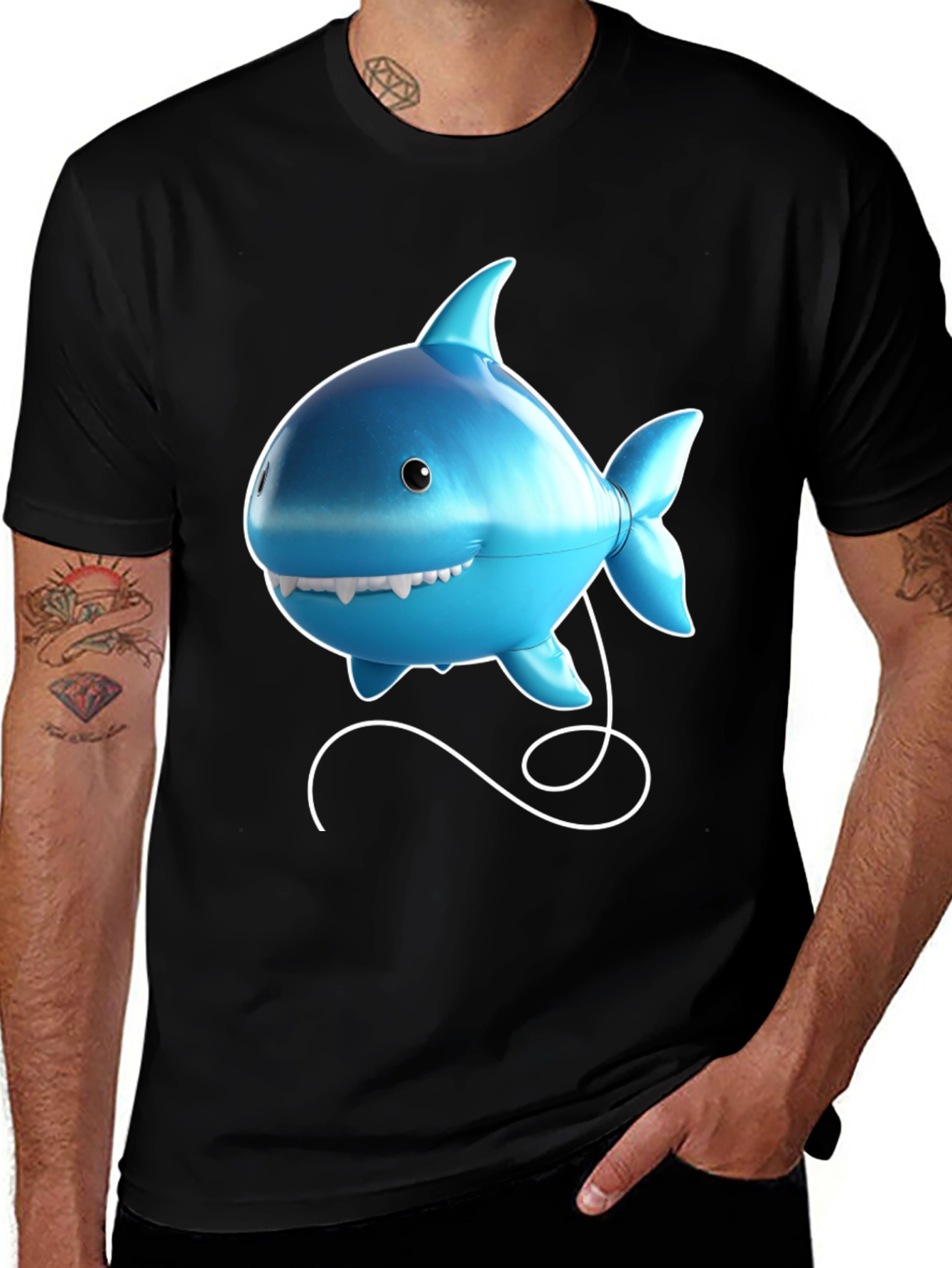 Variant 24 of Blue Shark Graphic Tee - Novelty Print