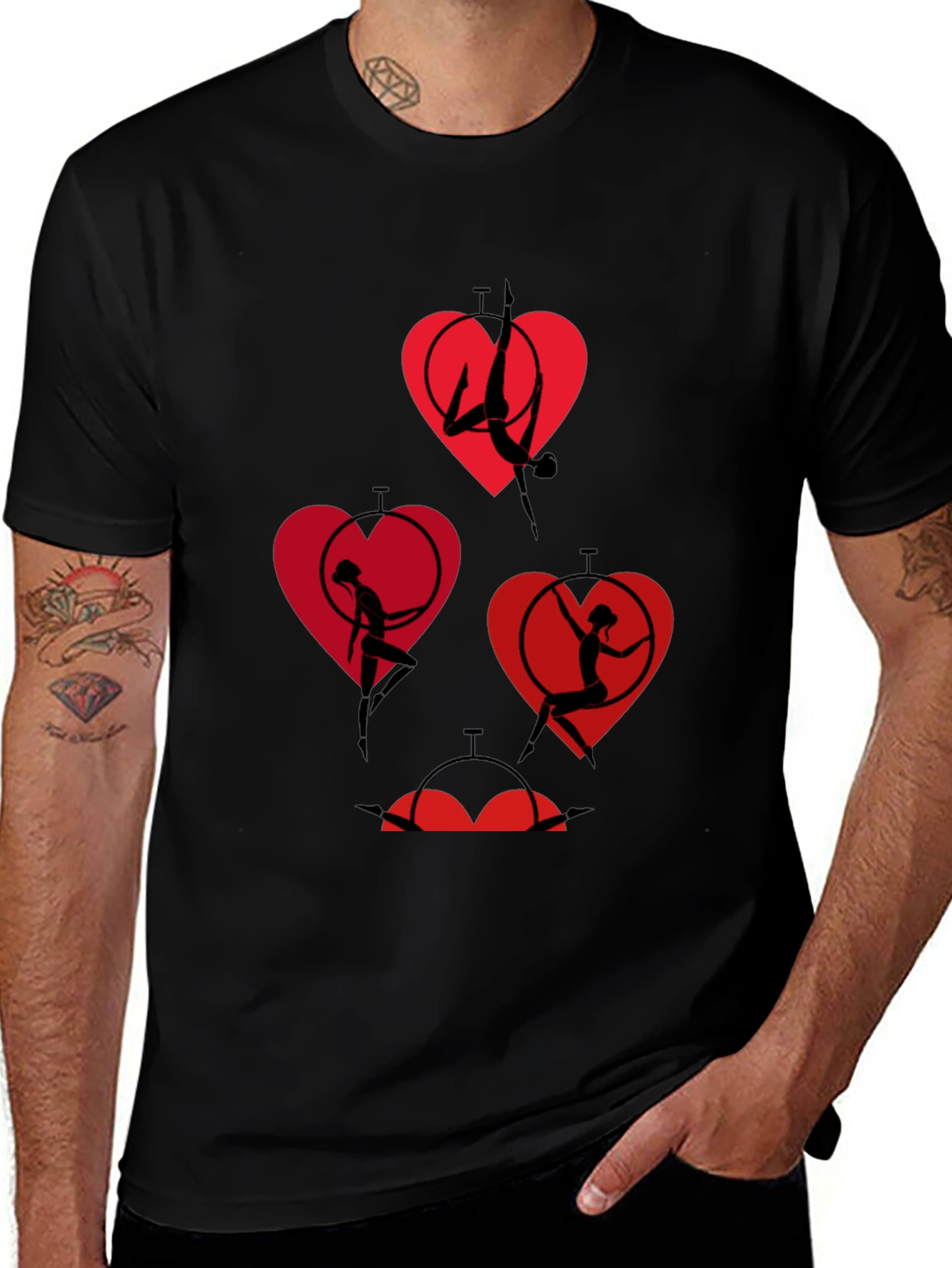 Variant 16 of Aerial Hoop Heart T-Shirt, Unique Gymnast Design