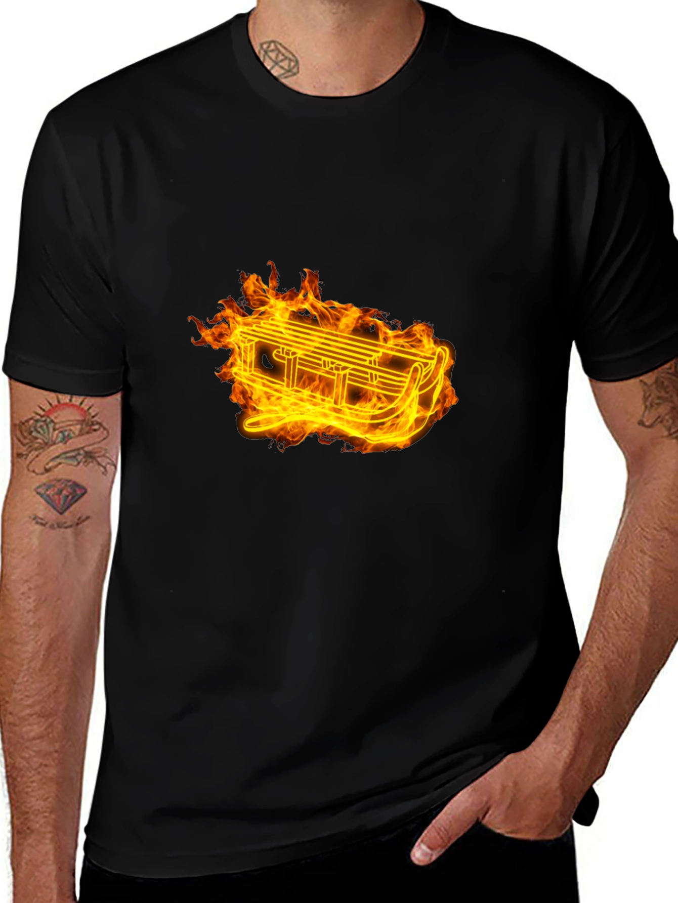 Variant 3 of Fiery Sled Graphic Tee - Black Cotton Comfort