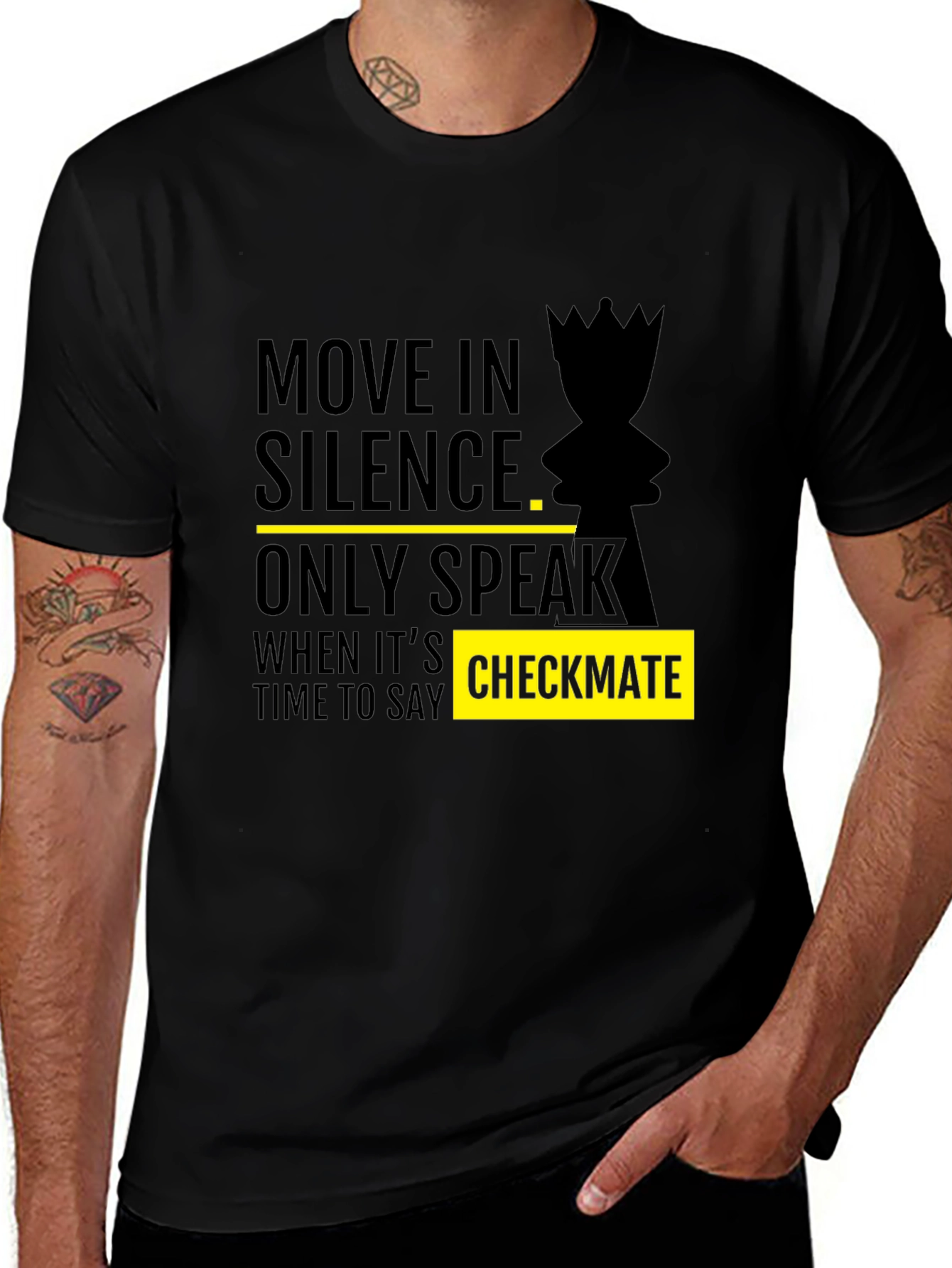 Variant 26 of Move in Silence Chess Graphic Tee - Checkmate Style
