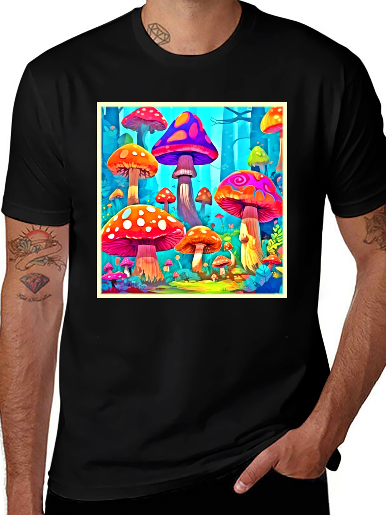 Variant 23 of Mushroom Forest Graphic Tee - Psychedelic Style