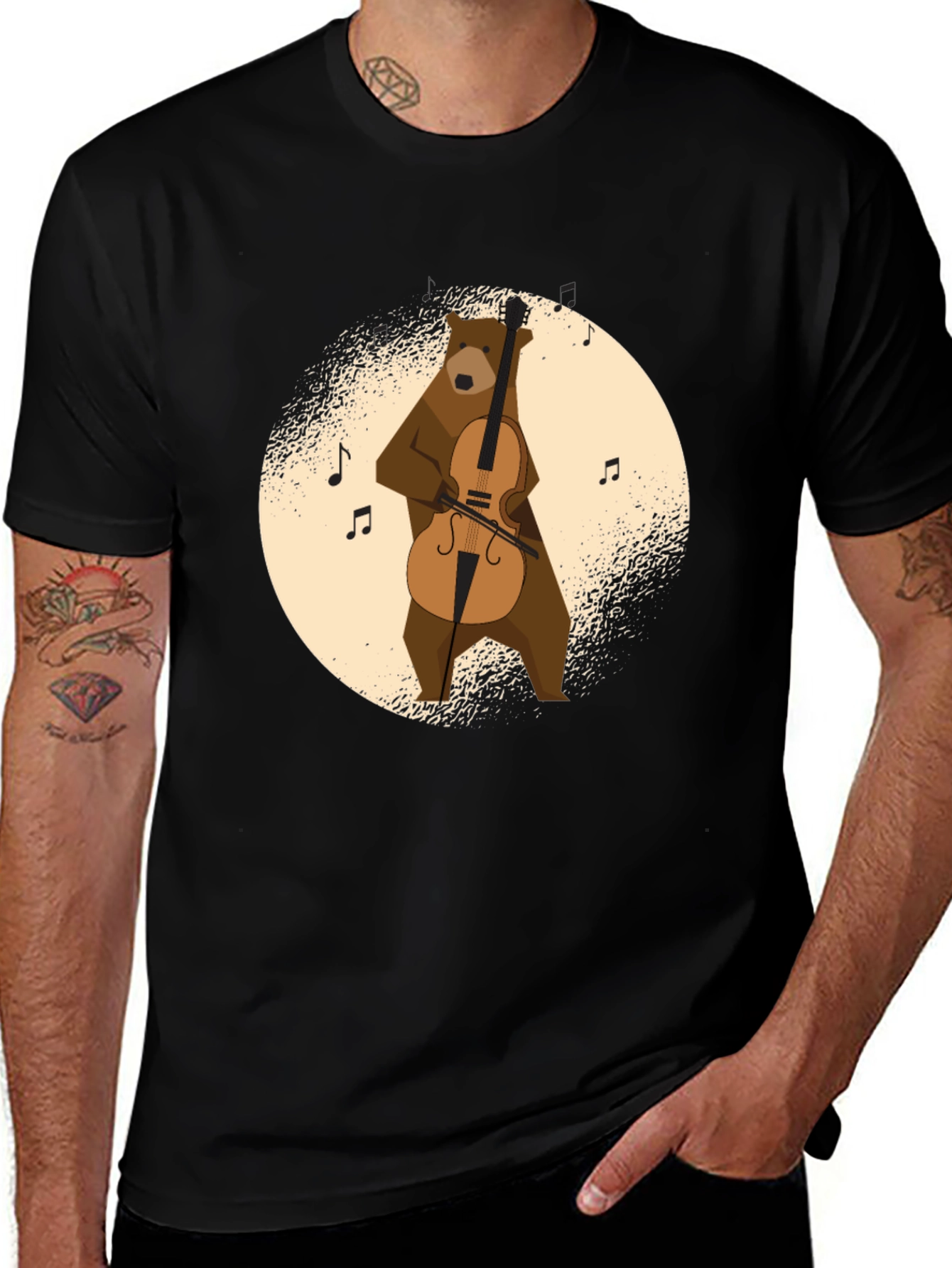 Bear Playing Cello Graphic T-Shirt
