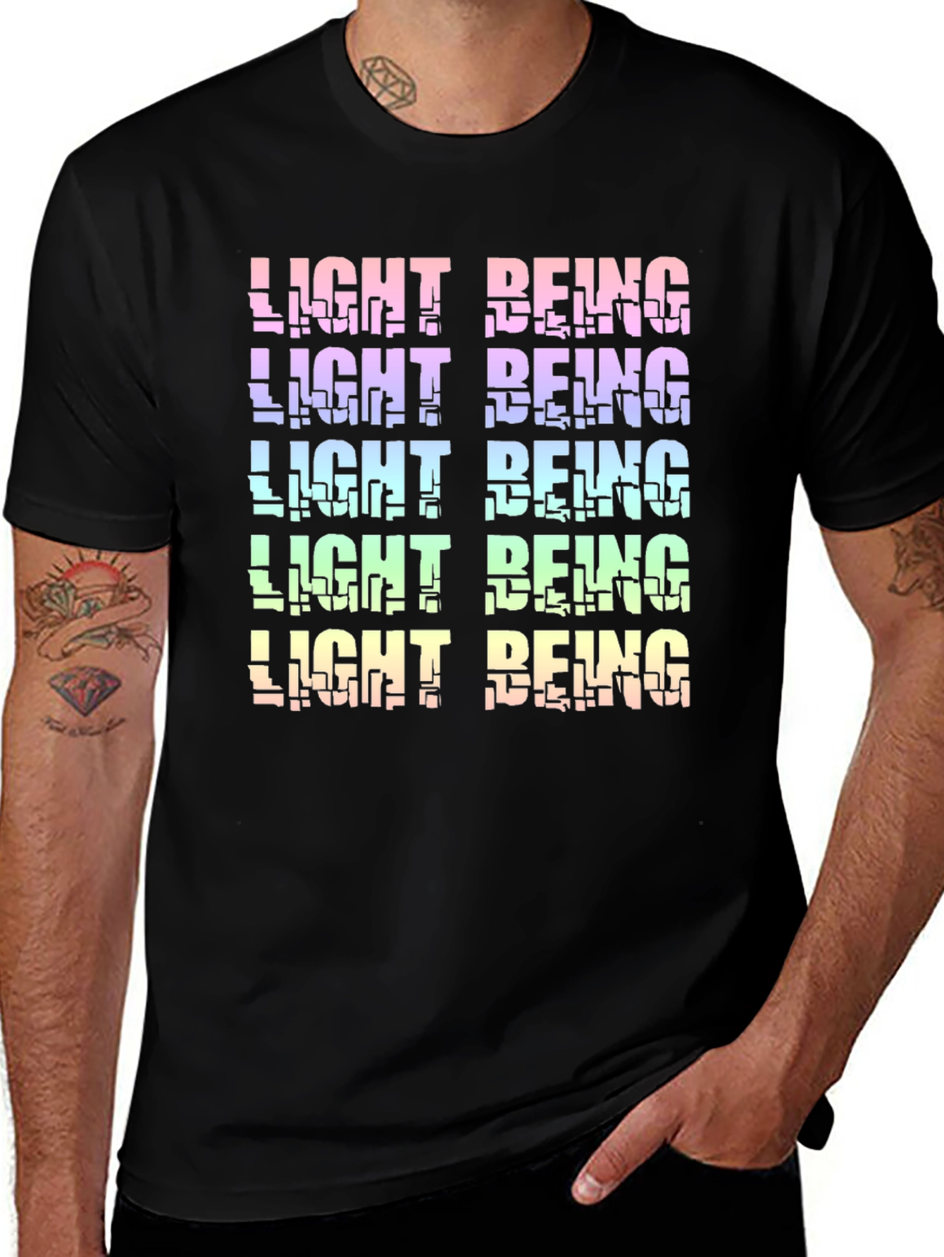 Variant 29 of Light Being Graphic Tee - Black Cotton Blend Shirt