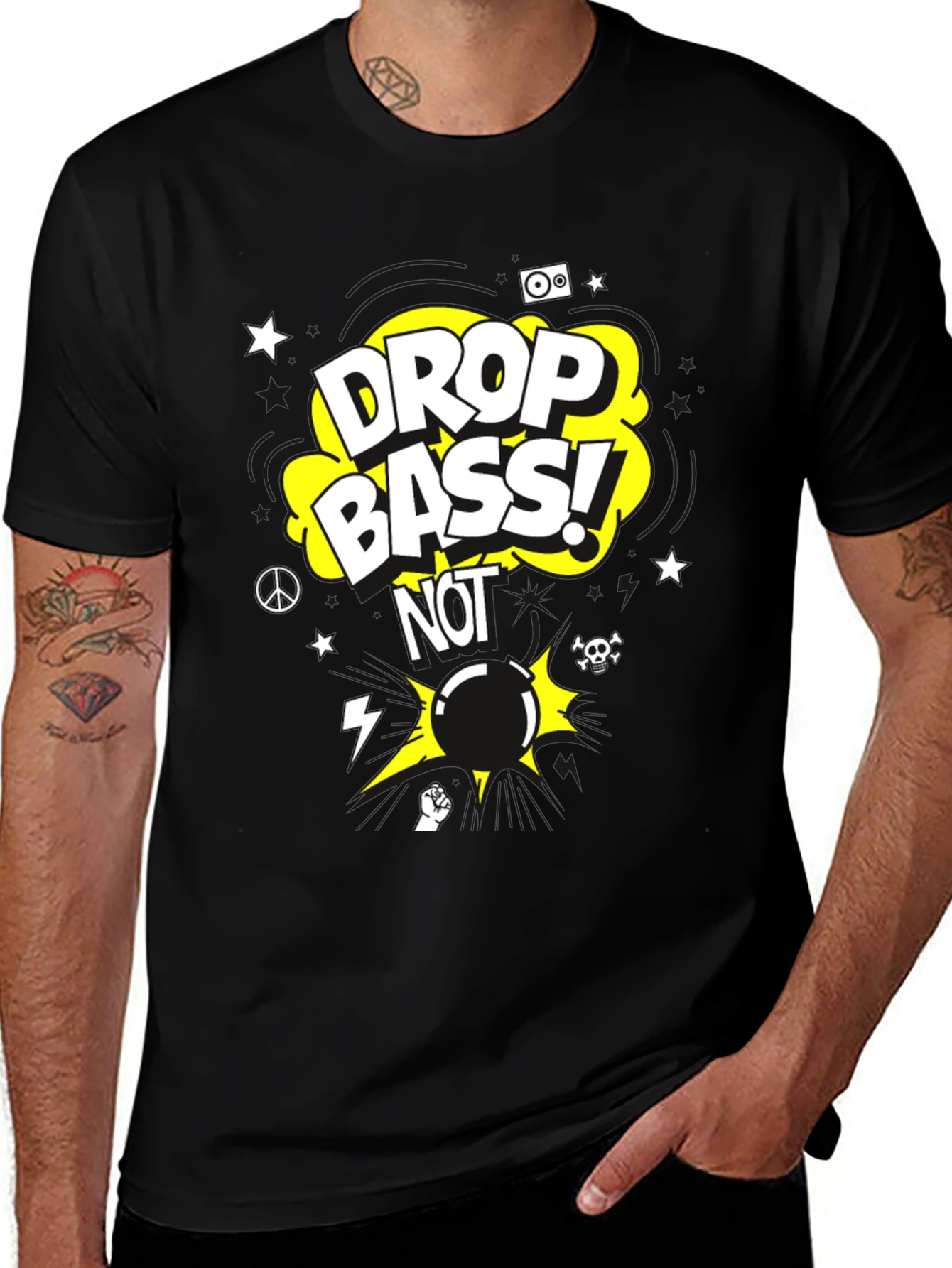 Variant 7 of Drop Bass NOT Bomb Graphic Black T-Shirt