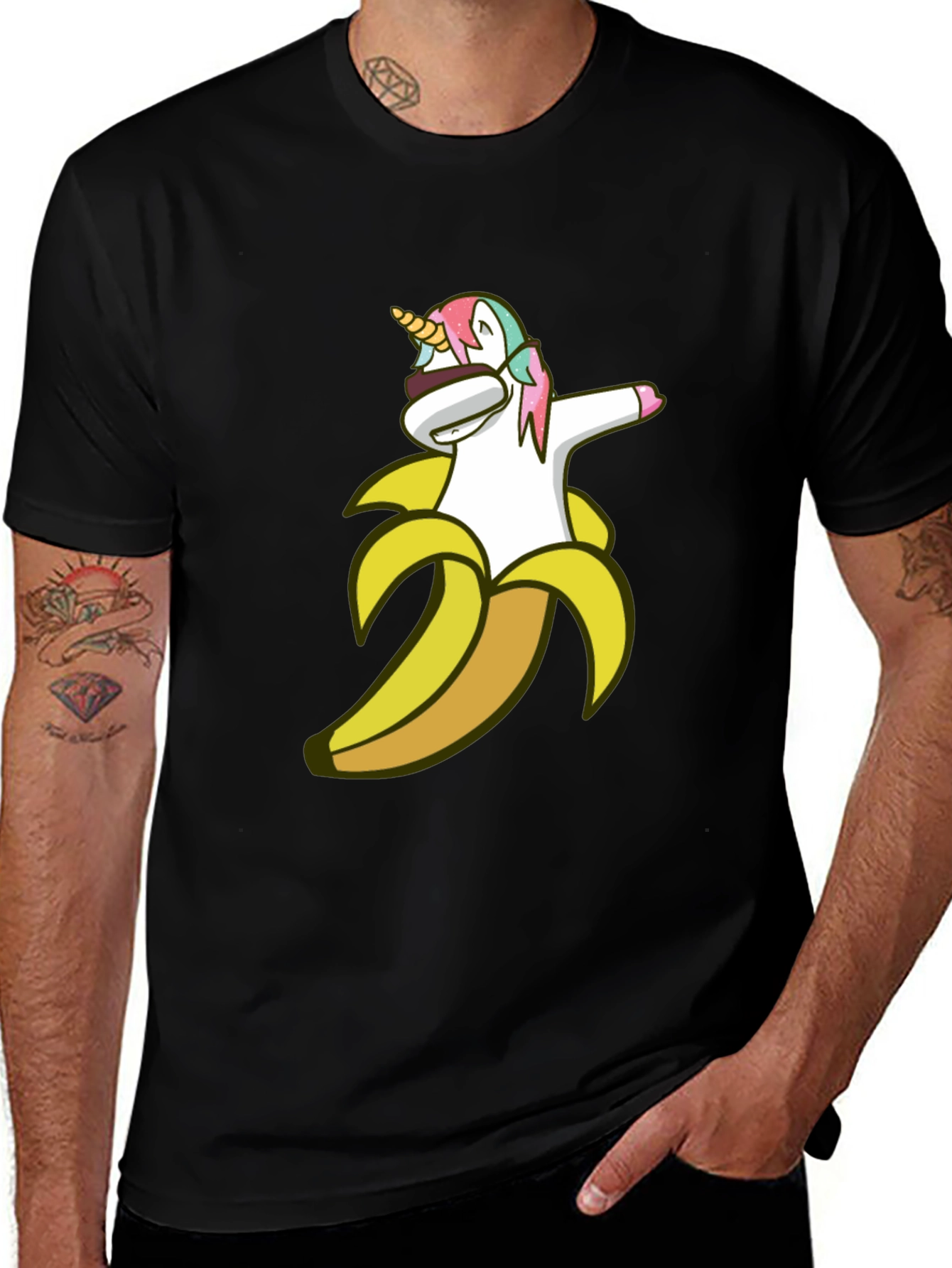 Variant 26 of Unicorn Banana Dab T-Shirt - Men's Black Tee