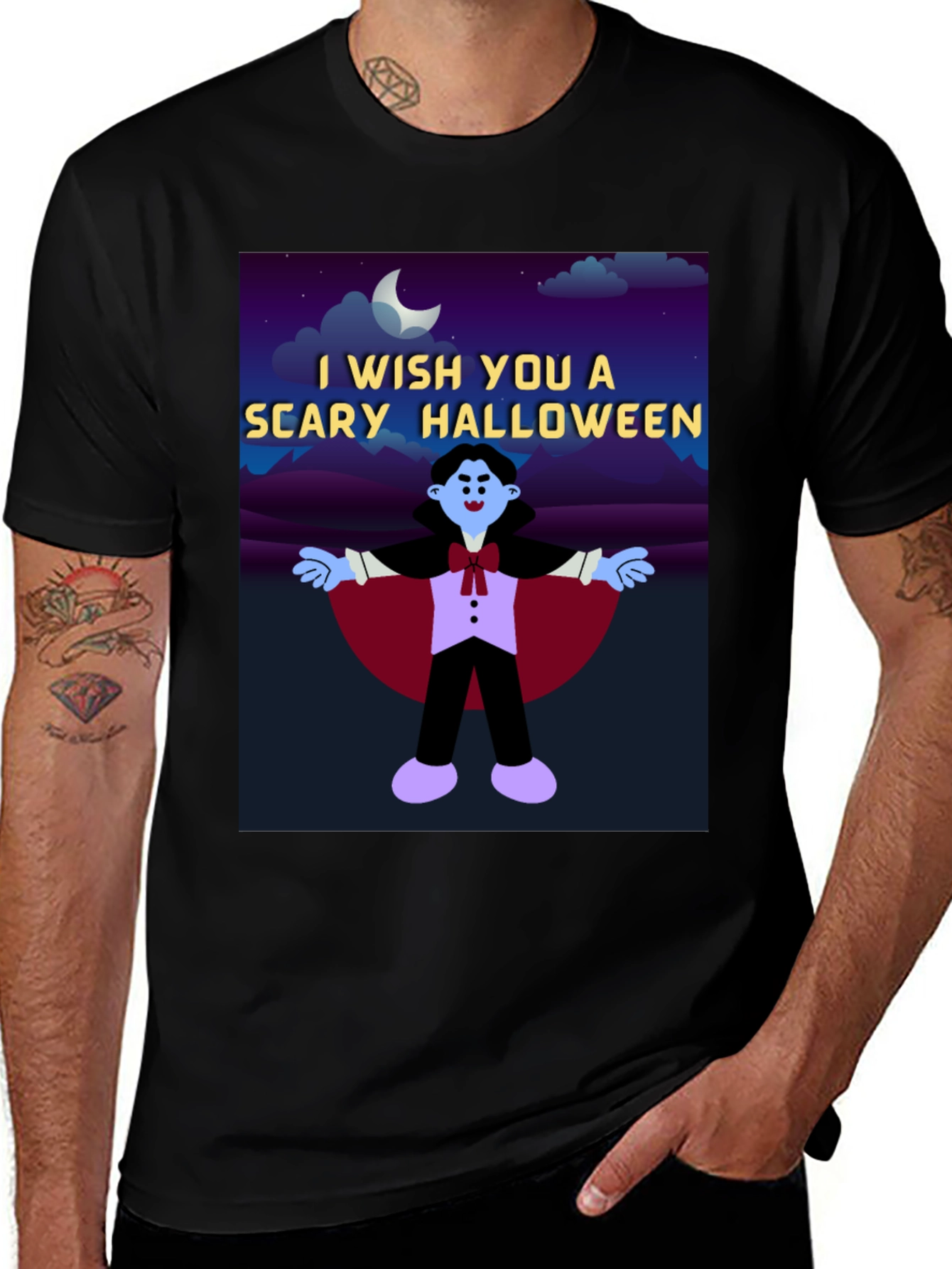 Variant 29 of Scary Halloween T-Shirt: Cartoon Vampire Design