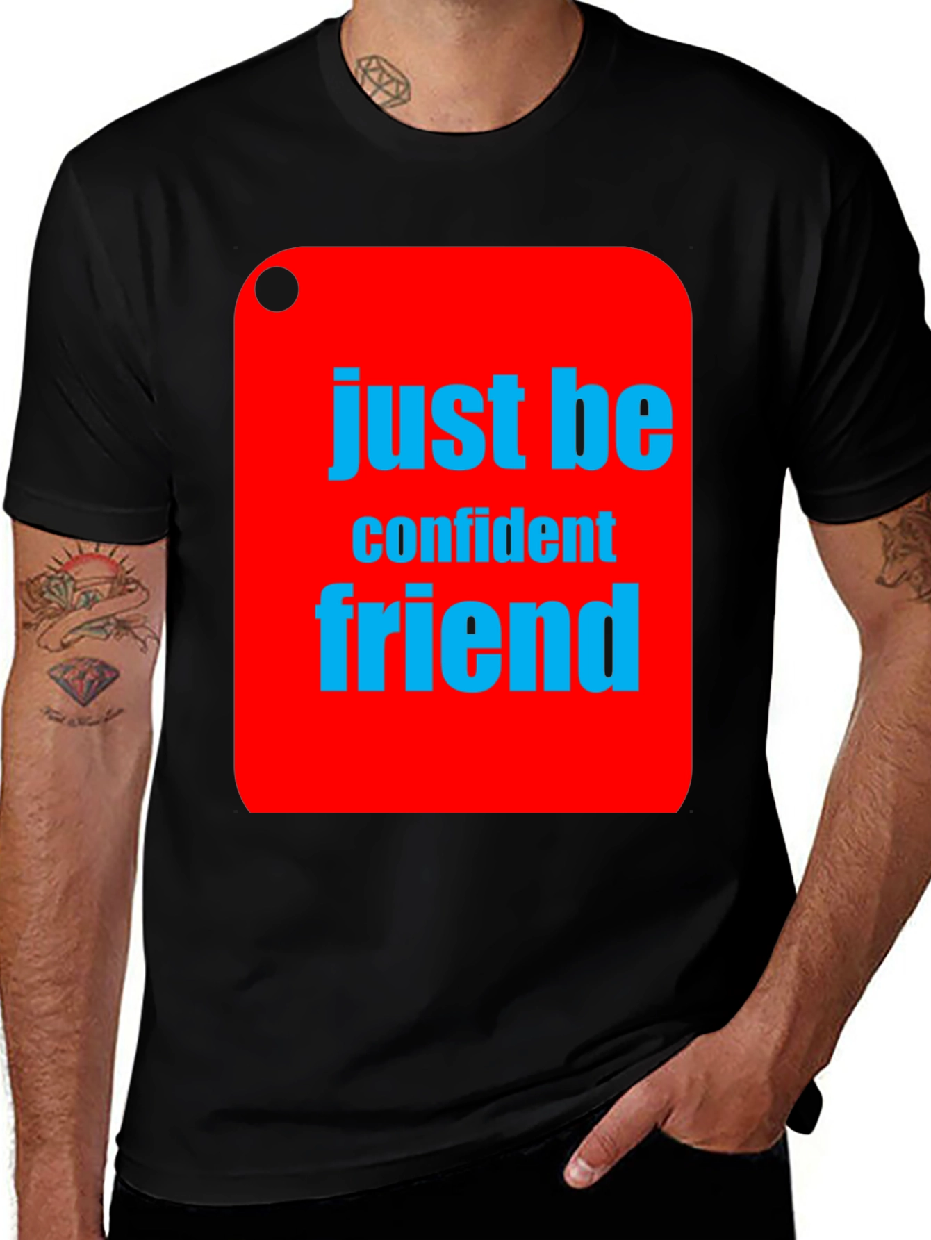 Variant 7 of Just Be Confident Friend Graphic Tee - Black