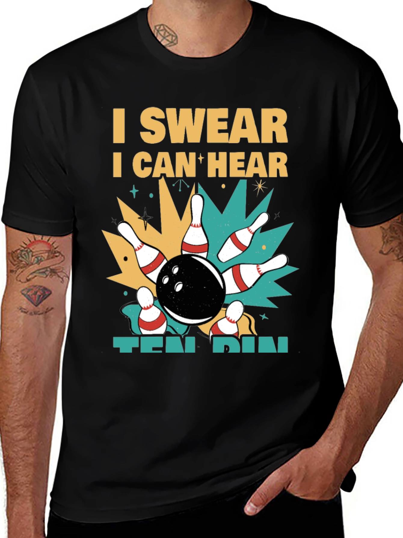 Variant 27 of I Swear I Can Hear Ten Pin Bowling T-Shirt