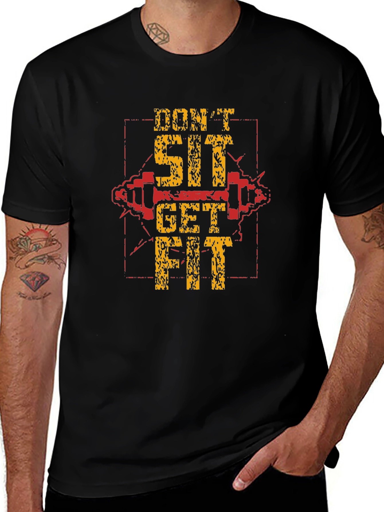 Variant 18 of Don't Sit Get Fit Black Graphic T-Shirt