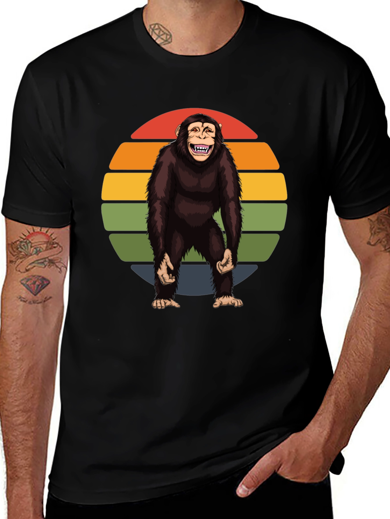 Variant 16 of Retro Monkey Graphic T-Shirt - Chimpanzee Design Tee