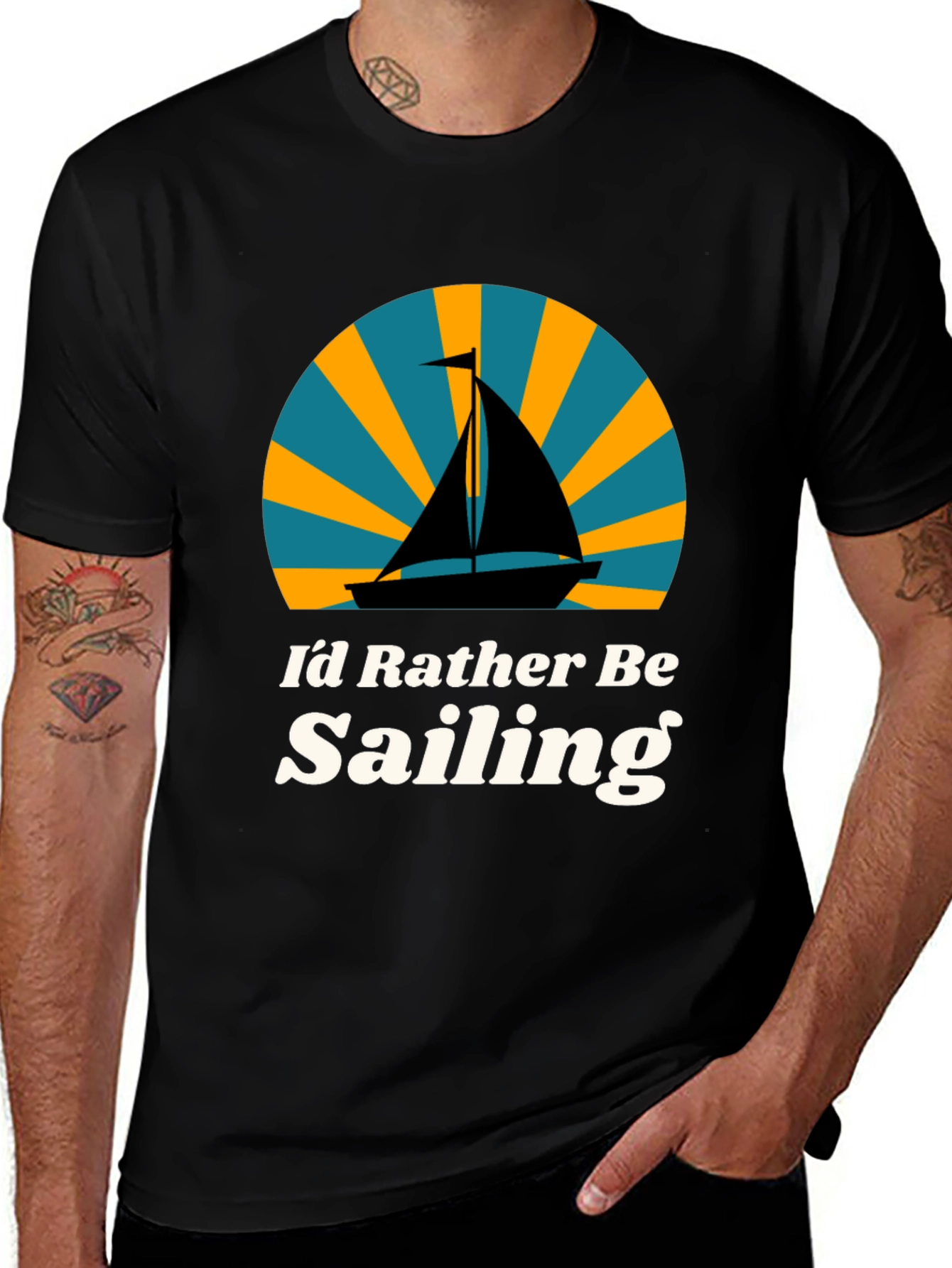 Variant 21 of Sailboat Graphic T-Shirt - I'd Rather Be Sailing