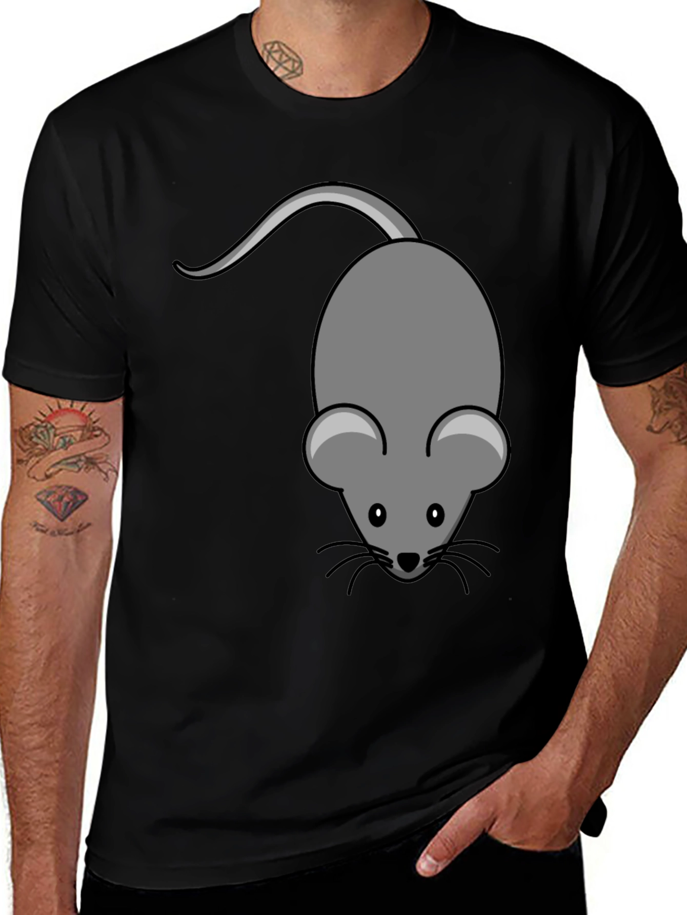Variant 9 of Cute Mouse Graphic Tee - Unisex Black T-Shirt