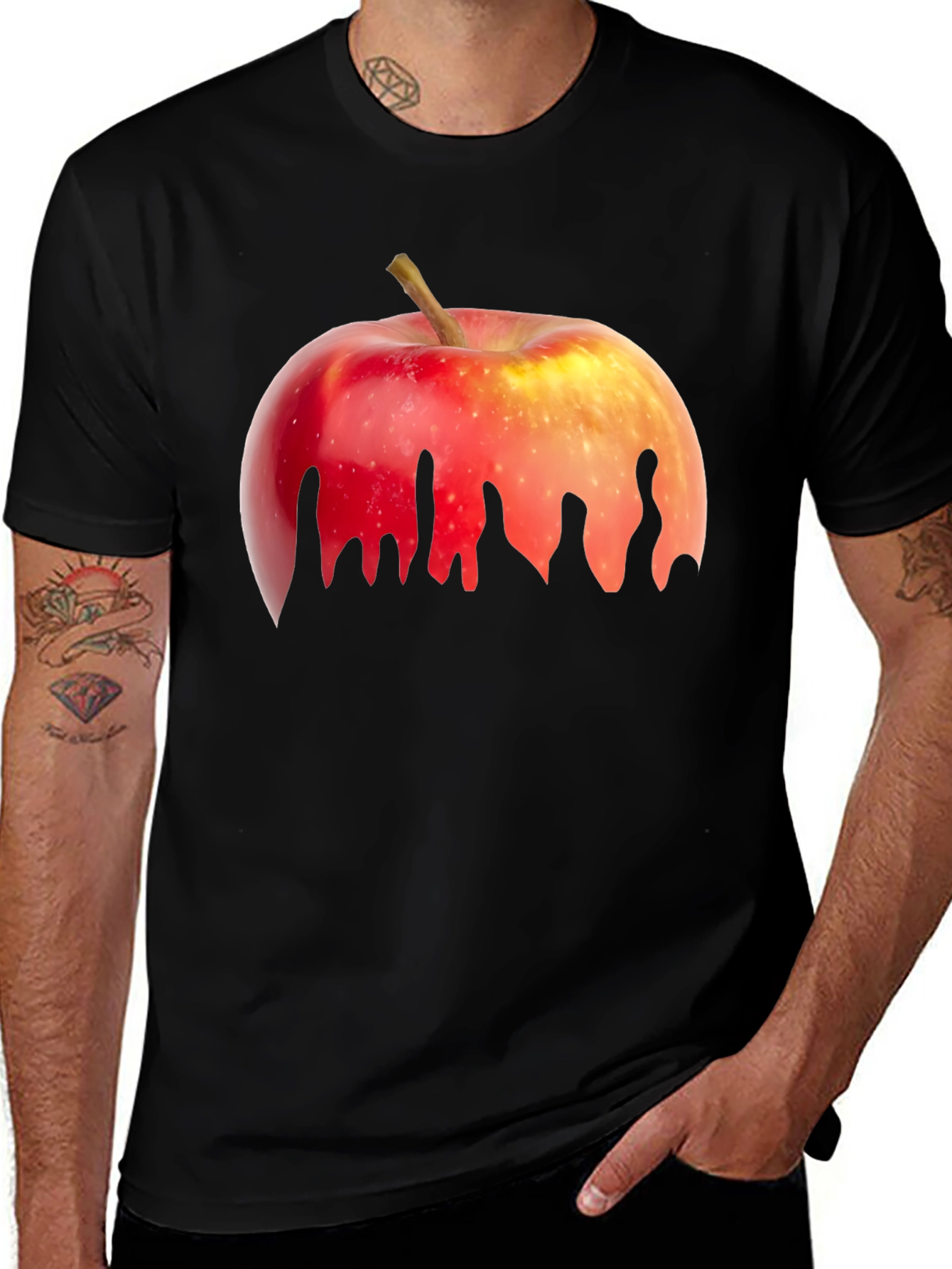 Variant 14 of Dripping Apple Graphic Tee - Mens Black T-Shirt