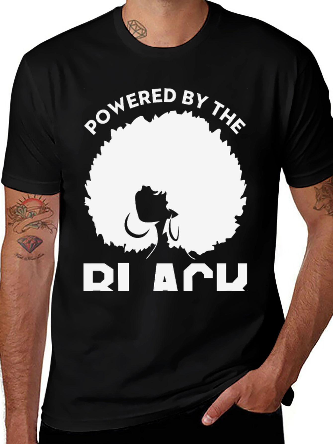 Variant 9 of Powered By The Black T-Shirt - Afro Style