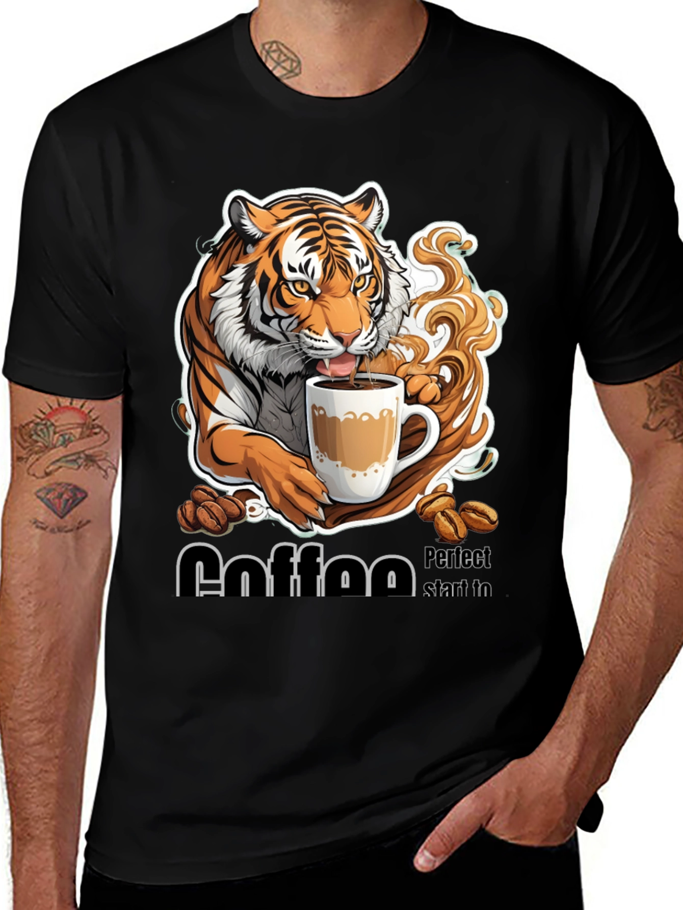 Variant 20 of Tiger Coffee T-Shirt - Perfect Start To The Day
