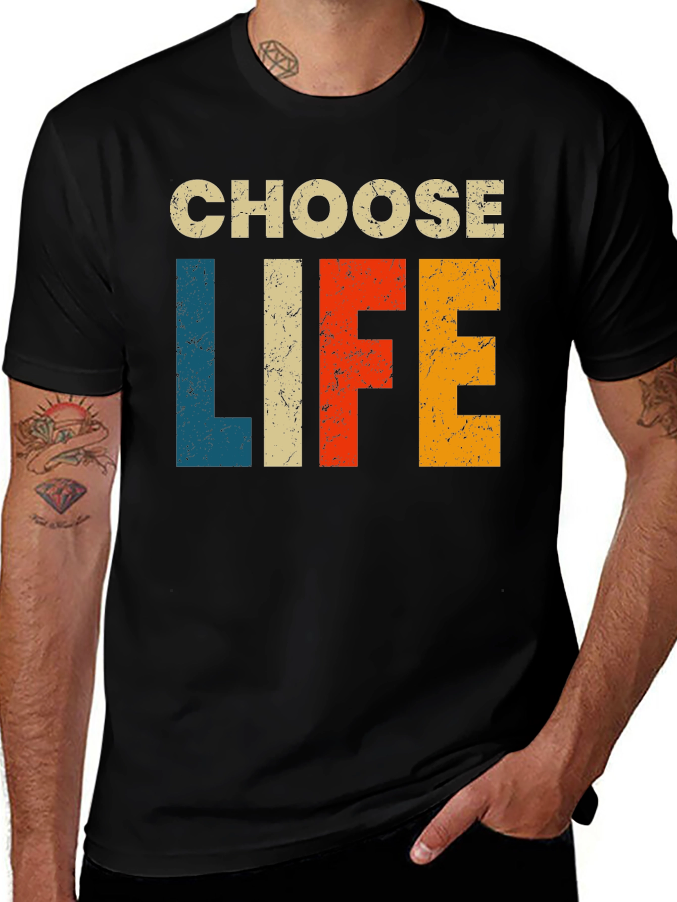Variant 25 of Choose Life Retro Style Black T-Shirt