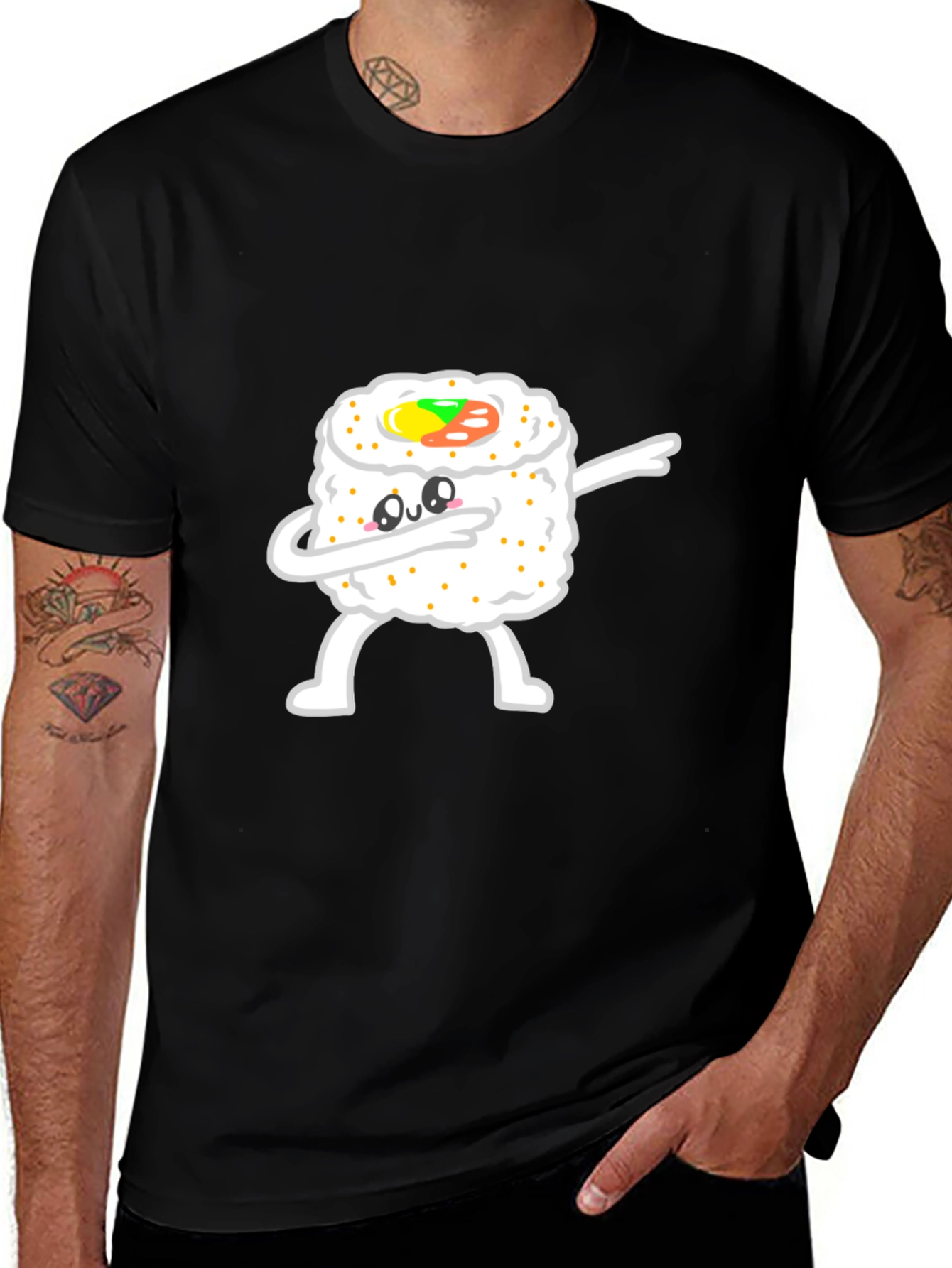 Variant 25 of Dabbing Sushi Roll T-Shirt - Cute Foodie Tee