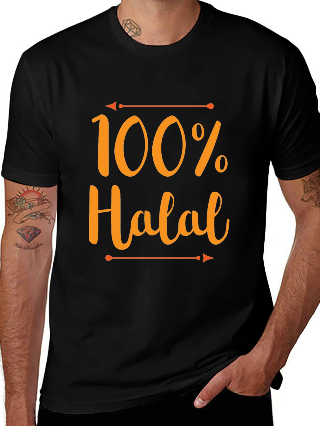 Variant 30 of 100% Halal T-Shirt - Black Cotton Graphic Tee