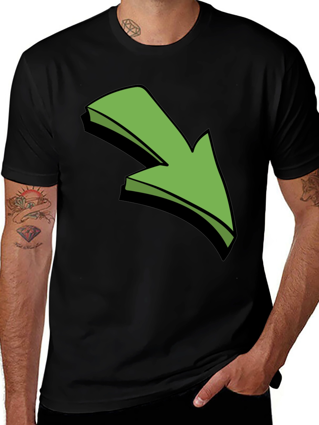 Variant 14 of Green Arrow Graphic Black T-Shirt