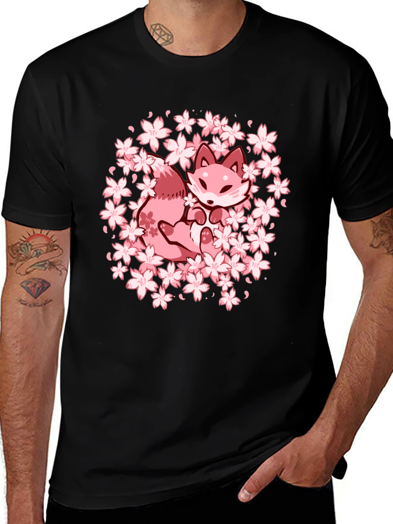 Variant 7 of Sakura Fox Graphic Tee - Kawaii Style