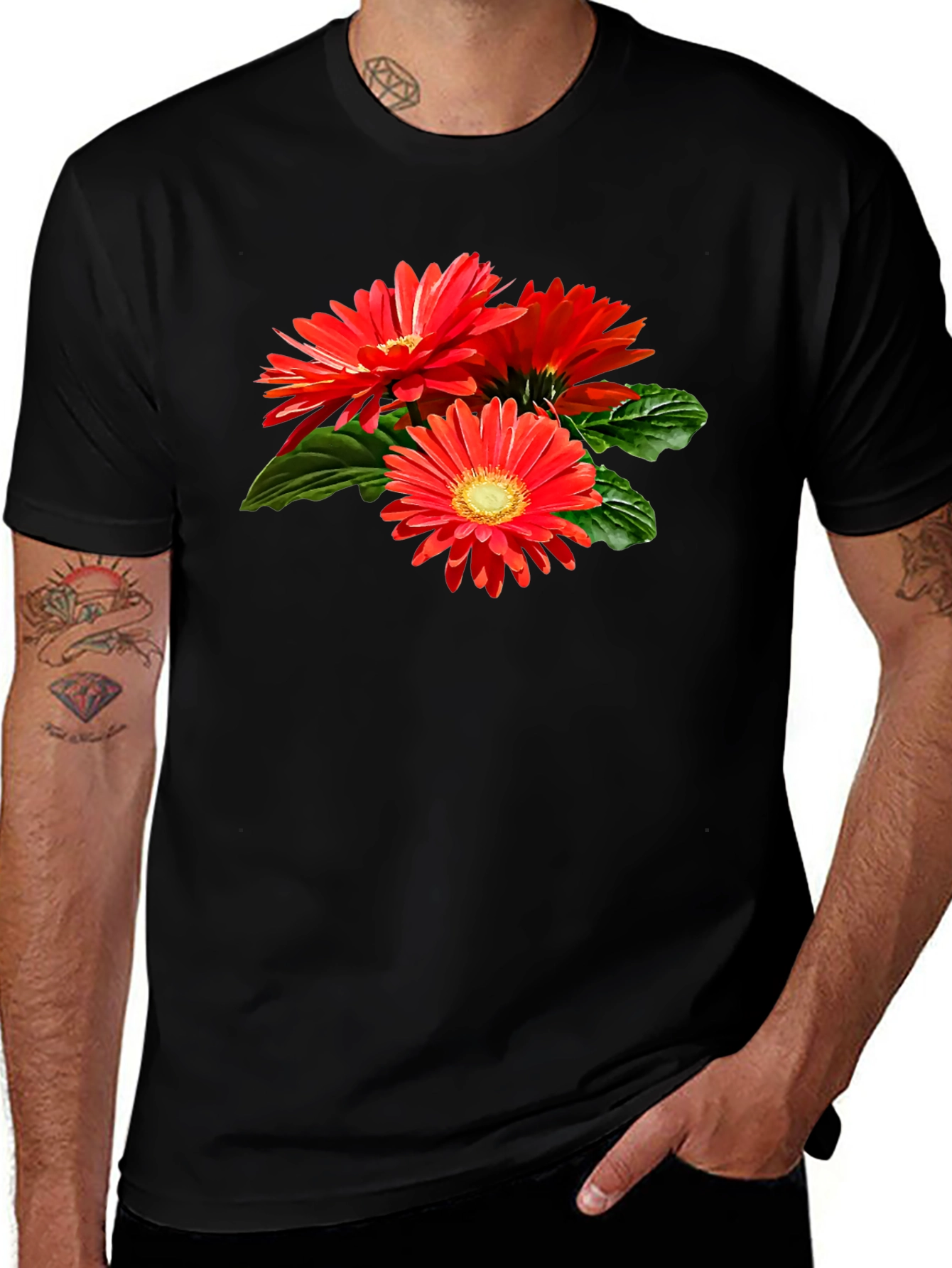 Variant 5 of Floral Print T-Shirt - Stylish Graphic Tee