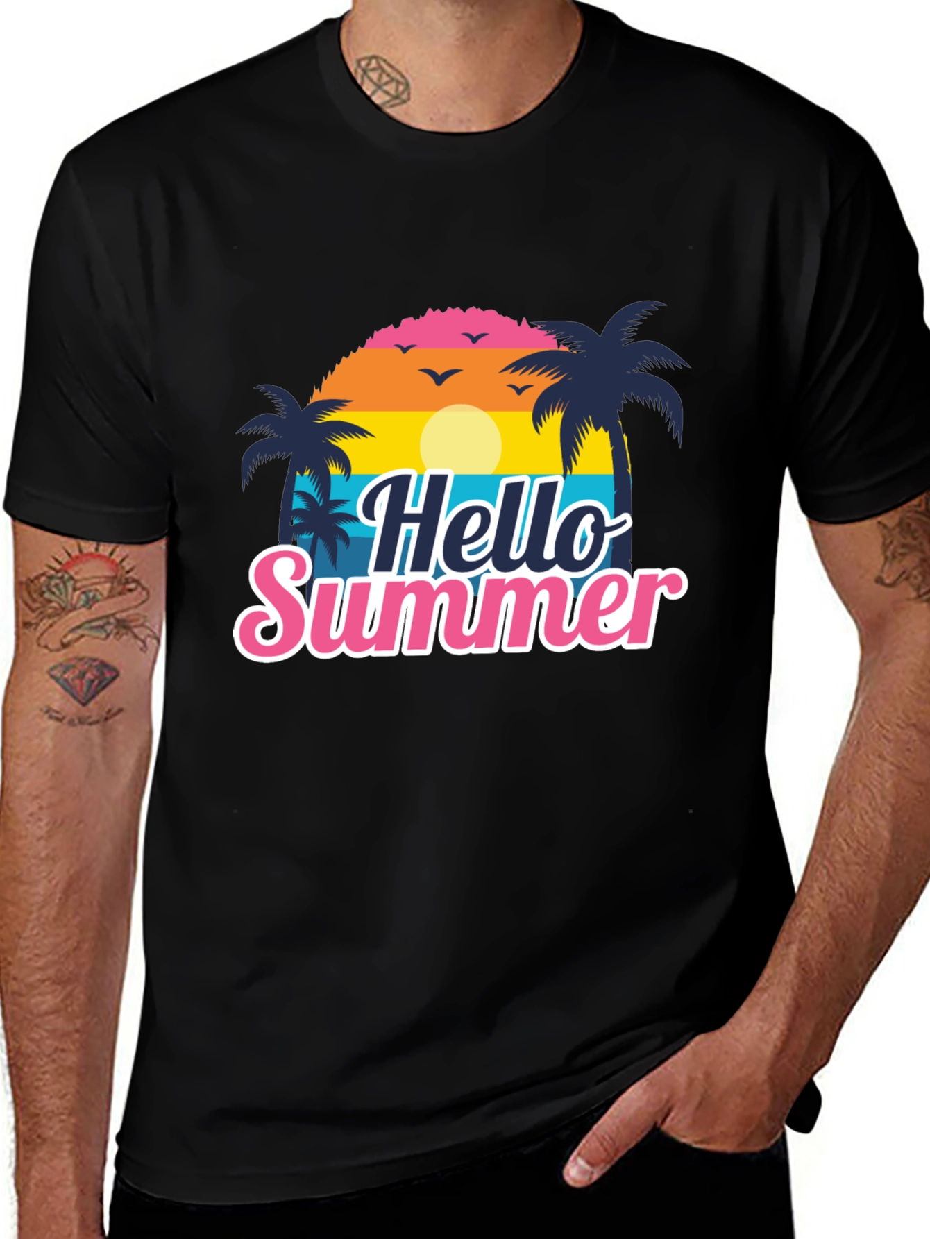 Variant 9 of Hello Summer Black Graphic Tee