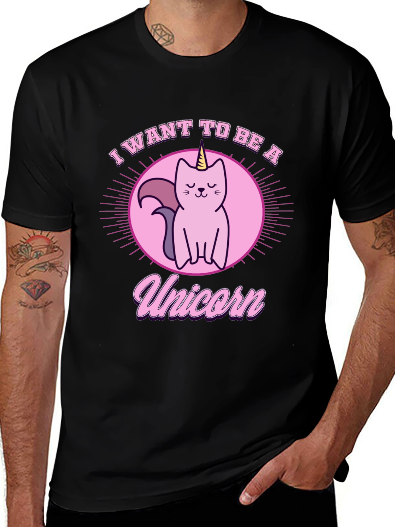 Variant 25 of I Want to Be a Unicorn Cat Graphic Tee