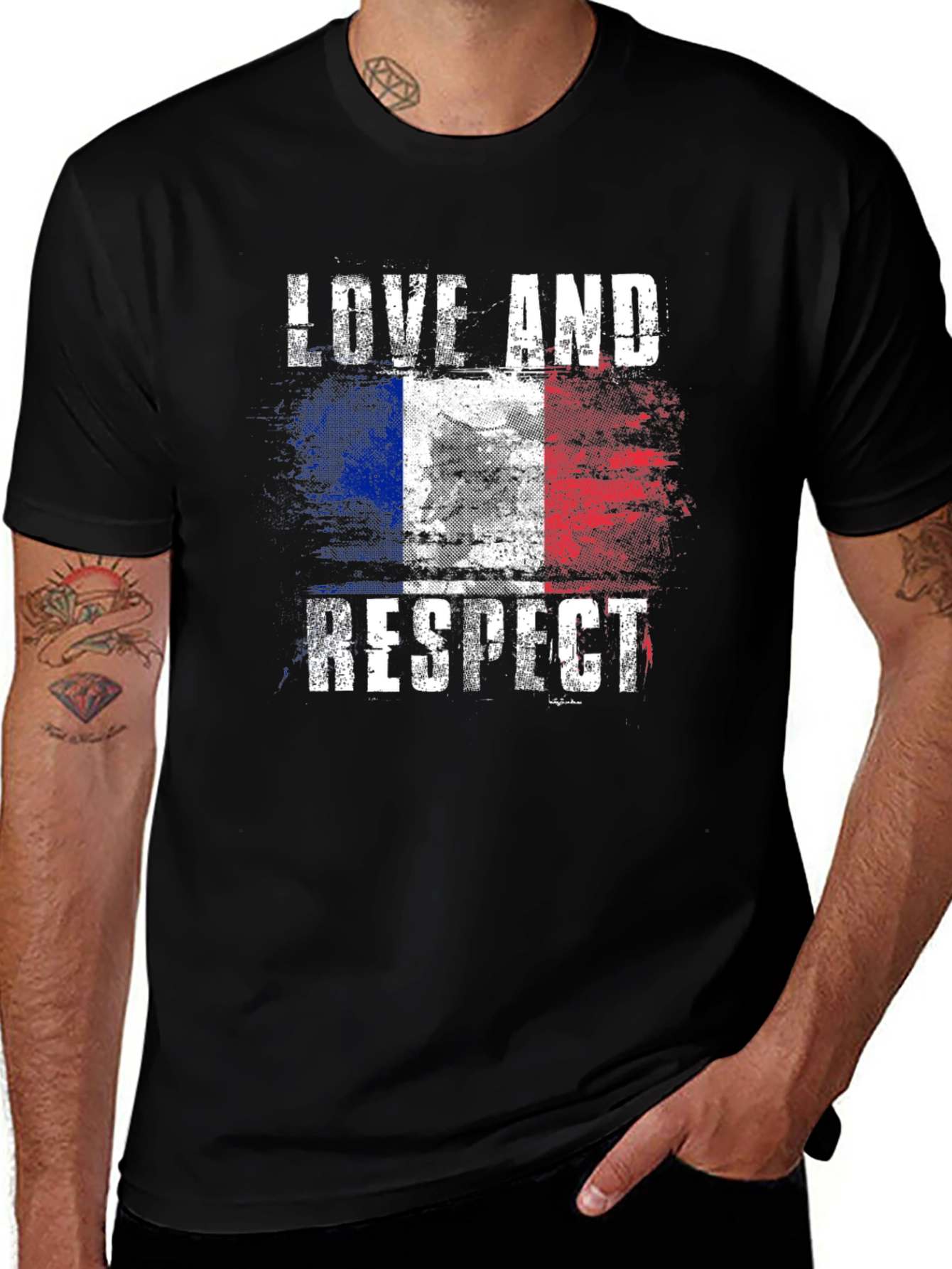 Love And Respect French Flag Graphic T-Shirt