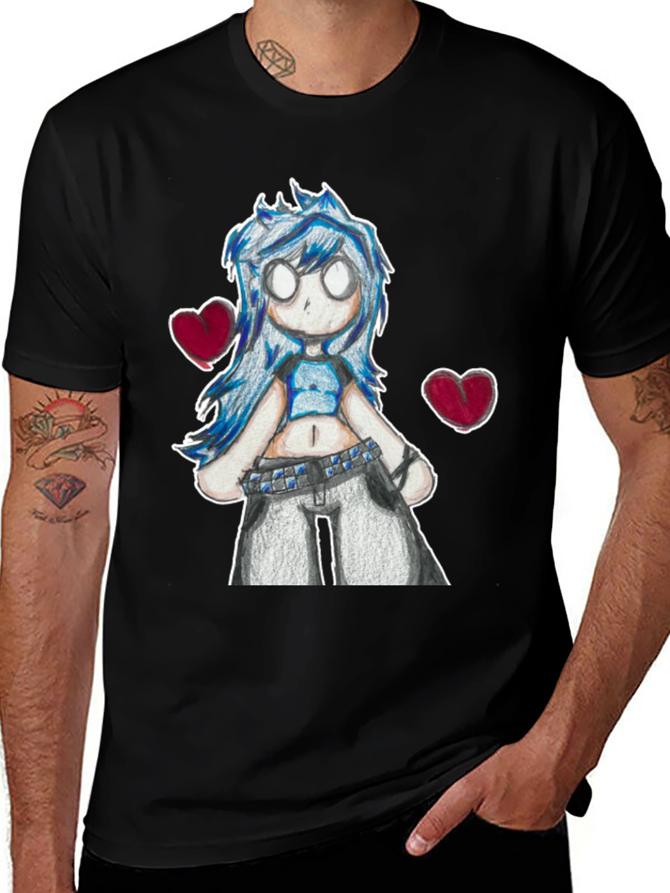 Variant 22 of Anime Girl Graphic Tee - Black Cotton Casual T-Shirt