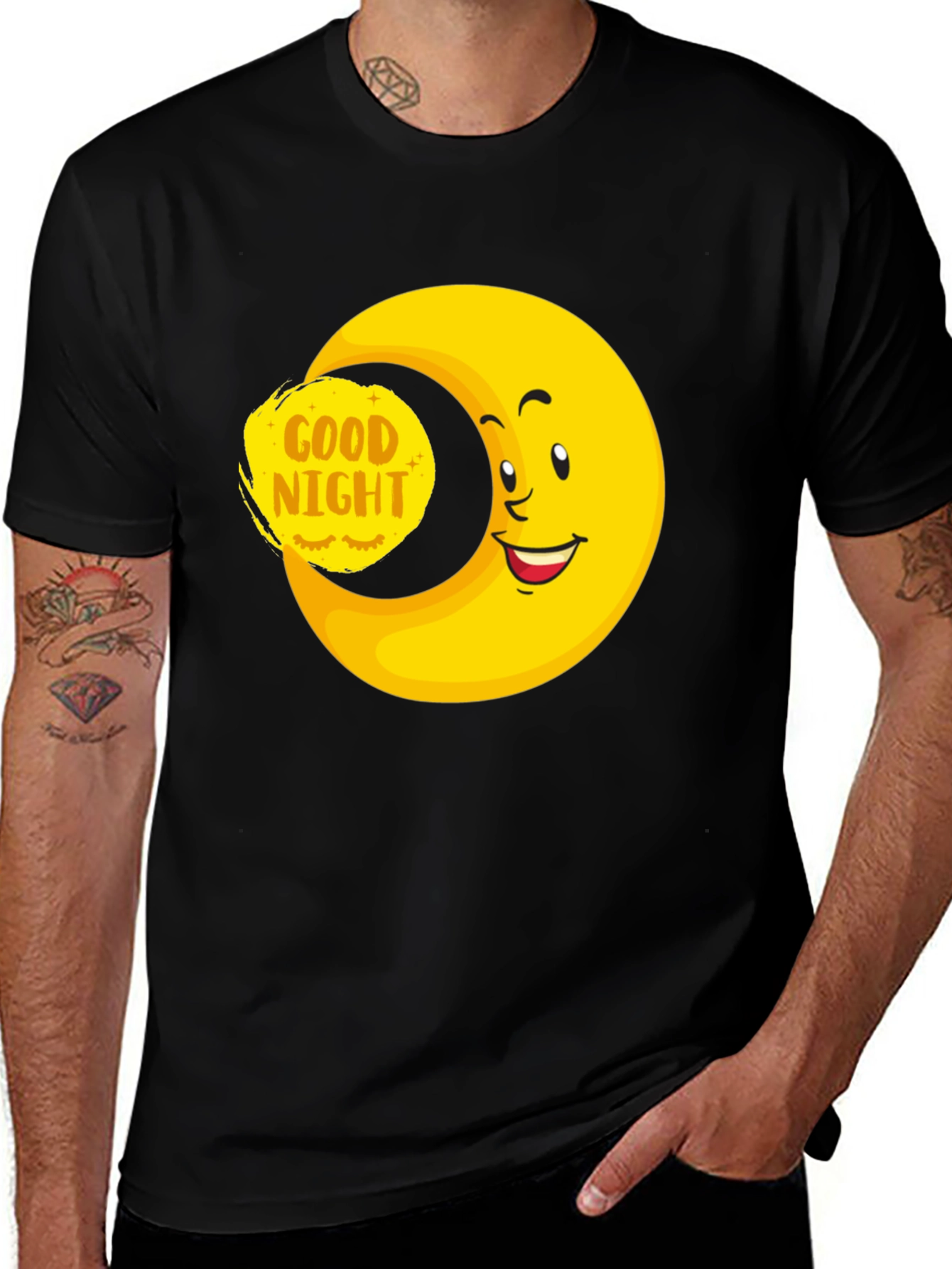 Variant 6 of Good Night Moon Graphic T-Shirt - Men's Black Tee