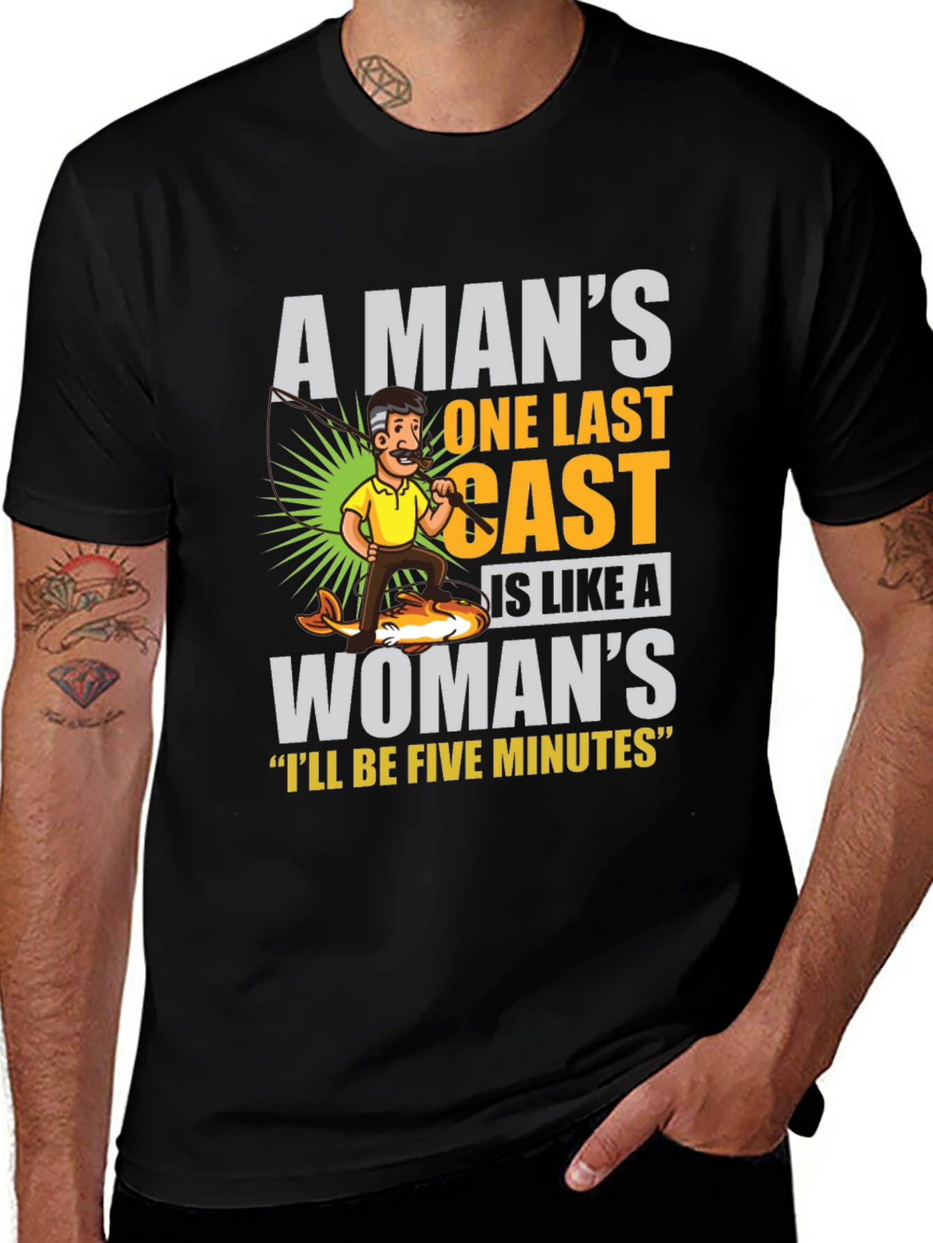 Variant 28 of Funny Fishing T-Shirt: A Man's One Last Cast