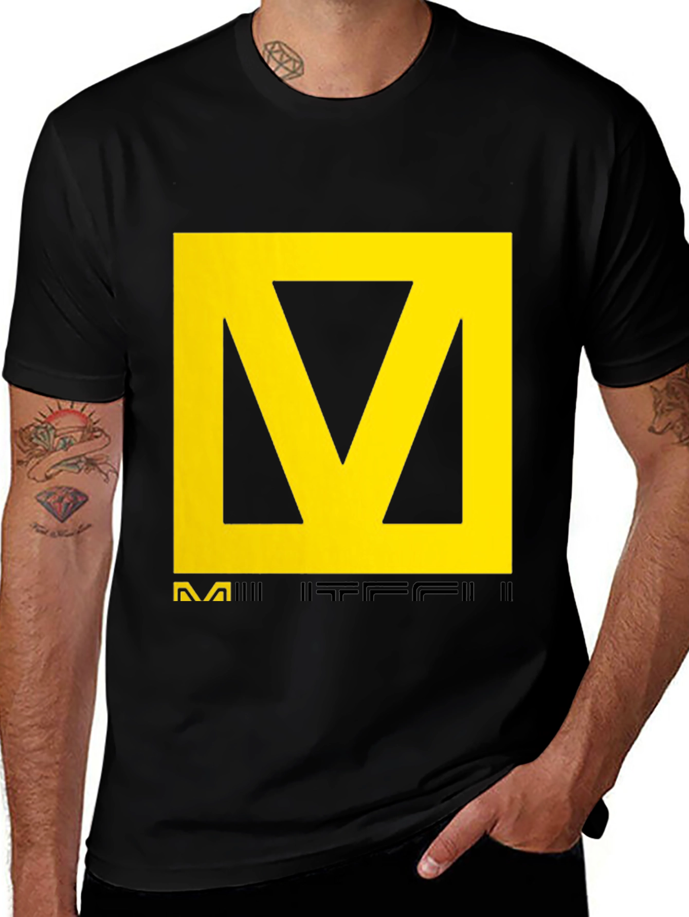 Variant 24 of Black T-Shirt with Yellow Graphic
