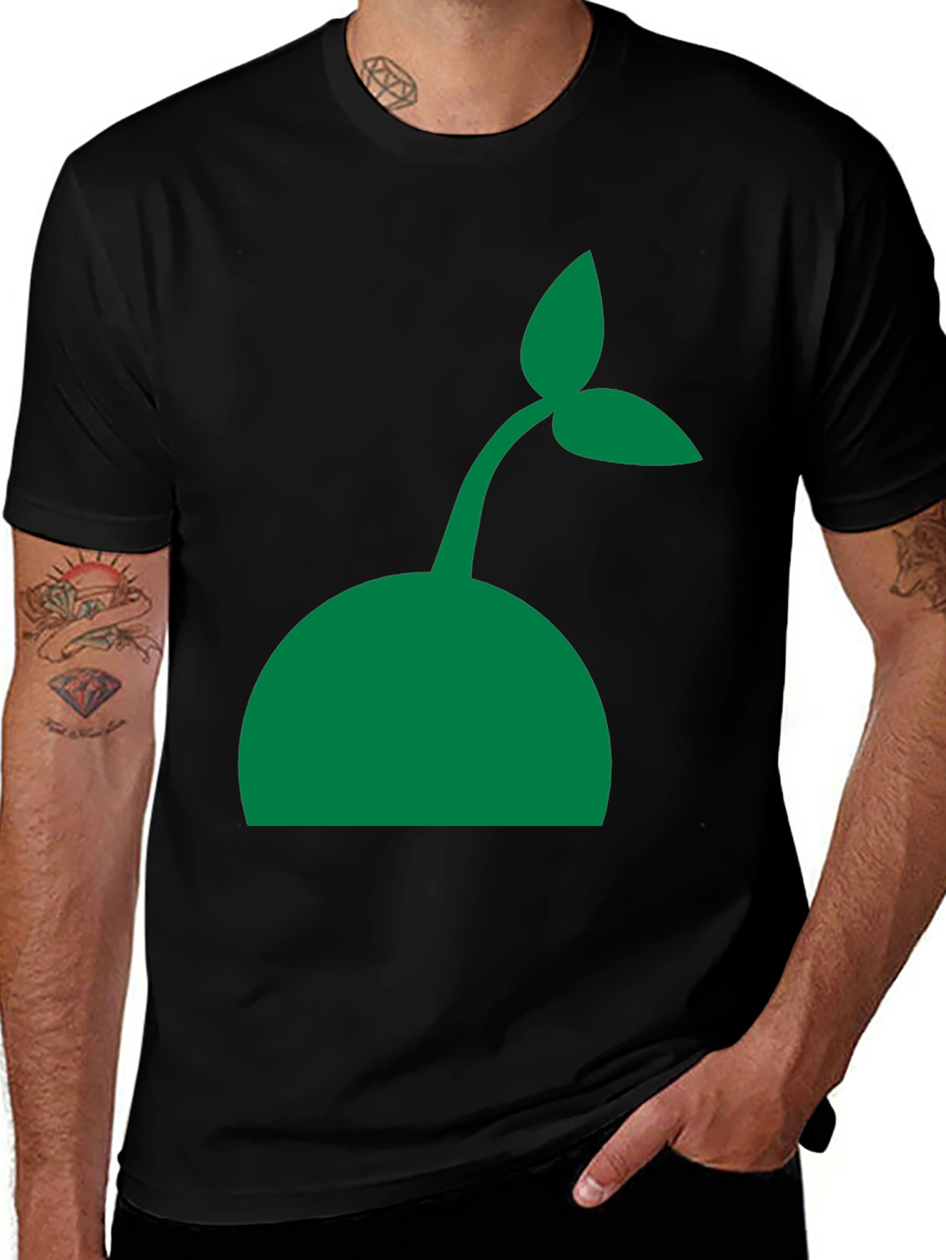 Variant 26 of Nature Sprout Graphic Tee - Black Cotton Blend