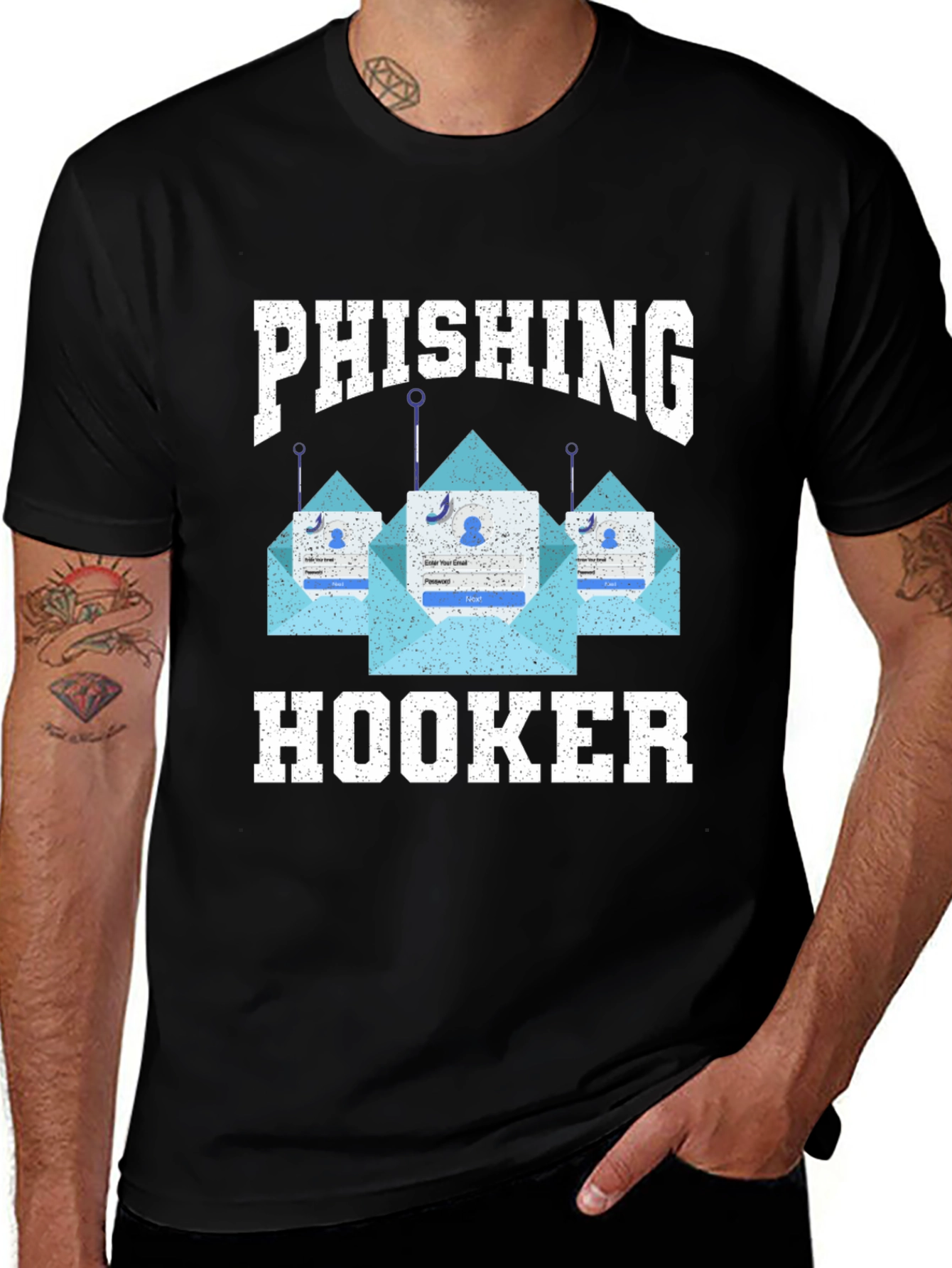 Variant 20 of Phishing Hooker T-Shirt - Black Graphic Tee