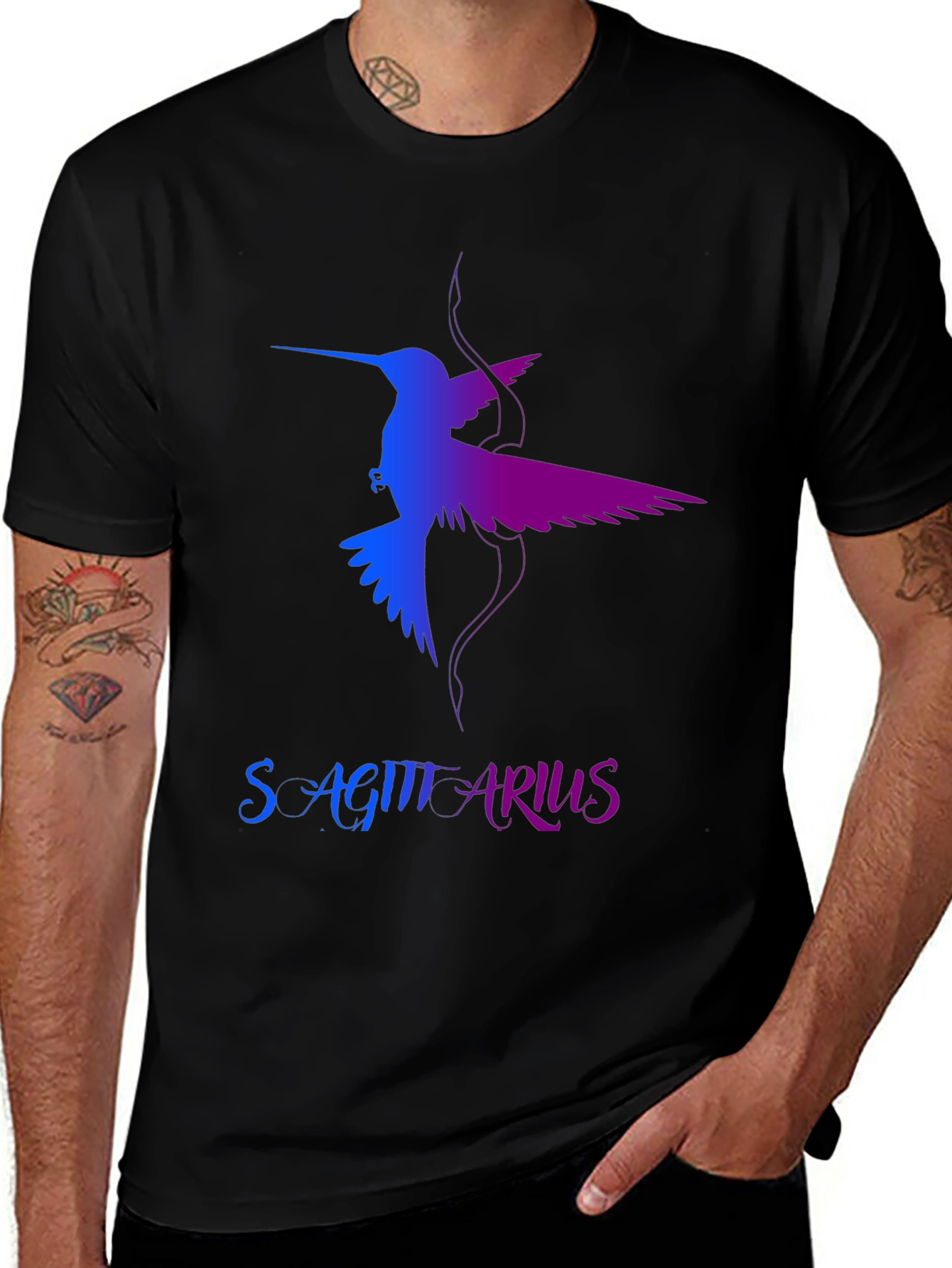 Variant 23 of Sagittarius Hummingbird Graphic Tee - Black