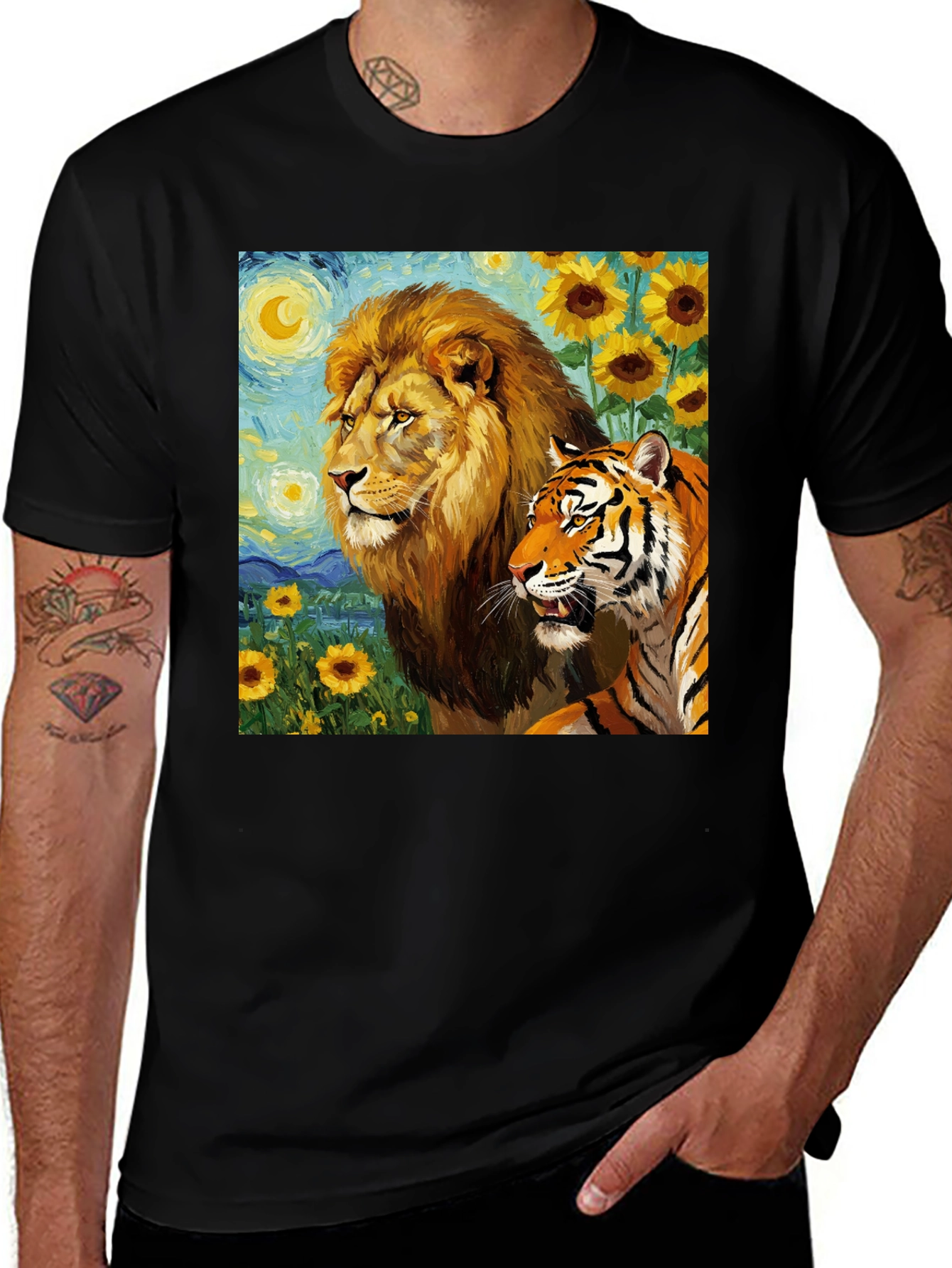 Variant 10 of Lion & Tiger Starry Night T-Shirt