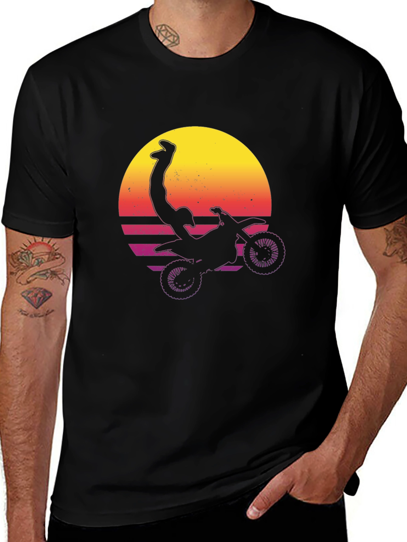 Variant 18 of Retro Sunset Motocross Stunt Tee
