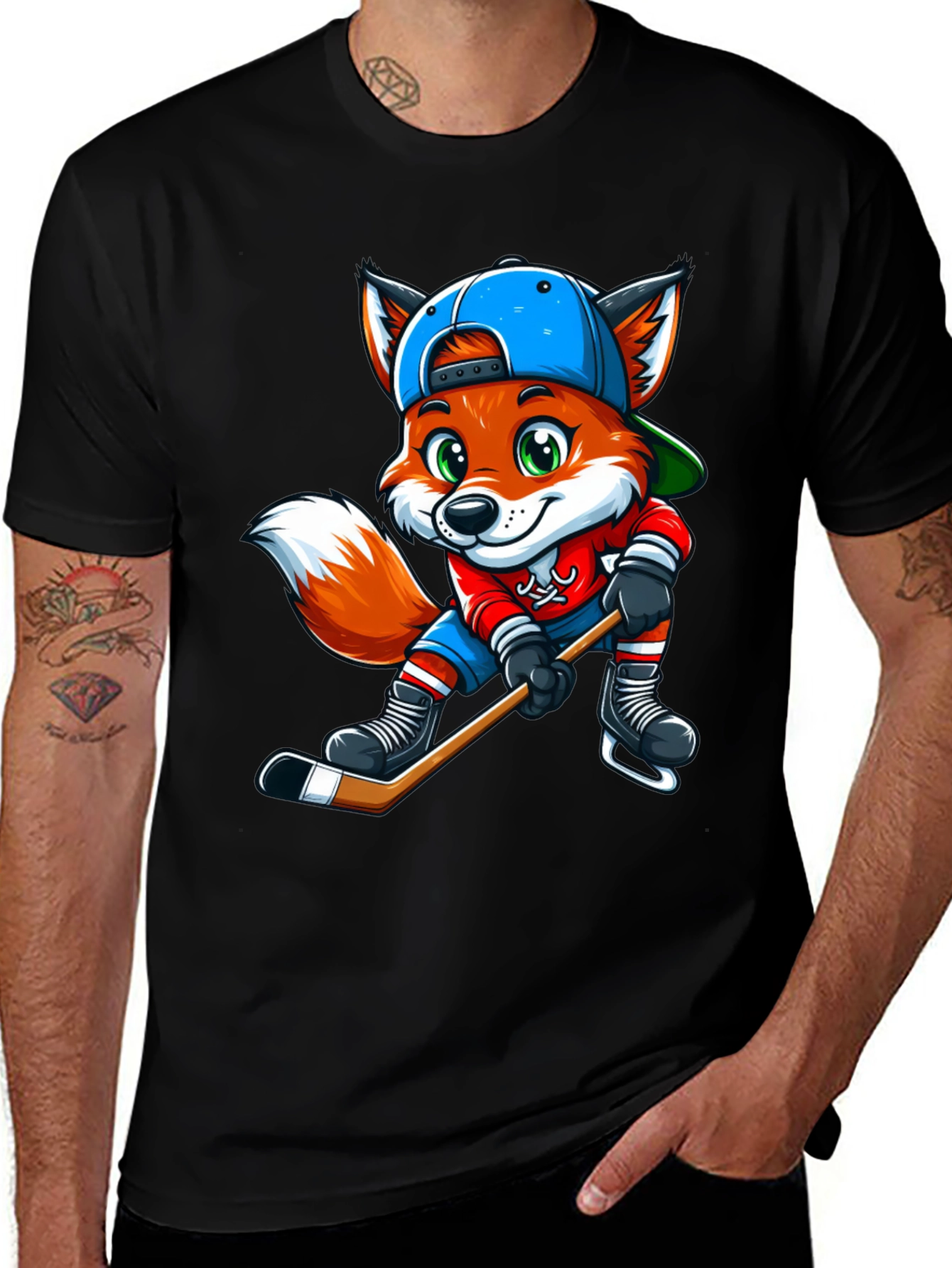 Variant 3 of Fox Hockey Player Graphic Tee