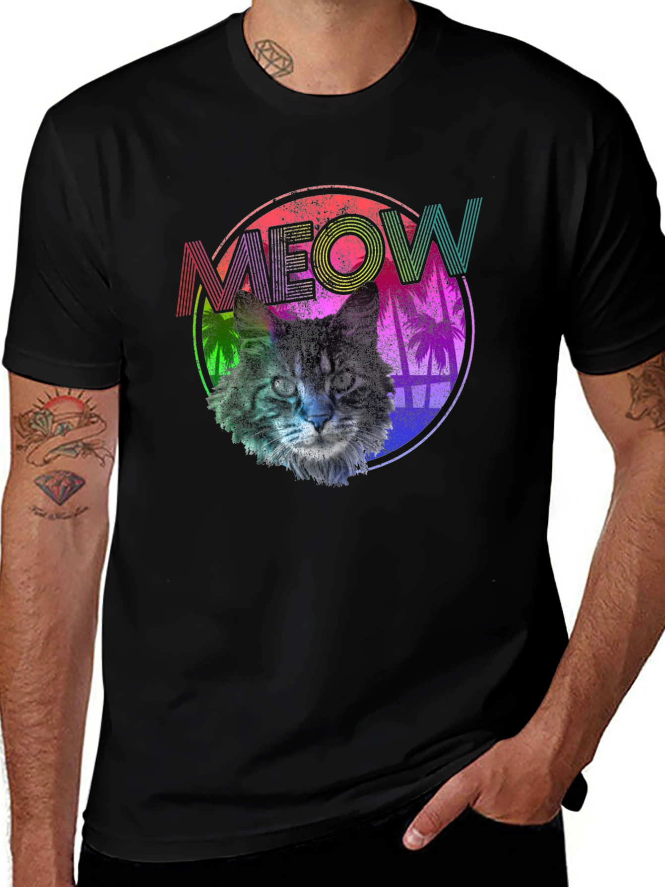 Variant 19 of Meow Cat Graphic Print T-Shirt