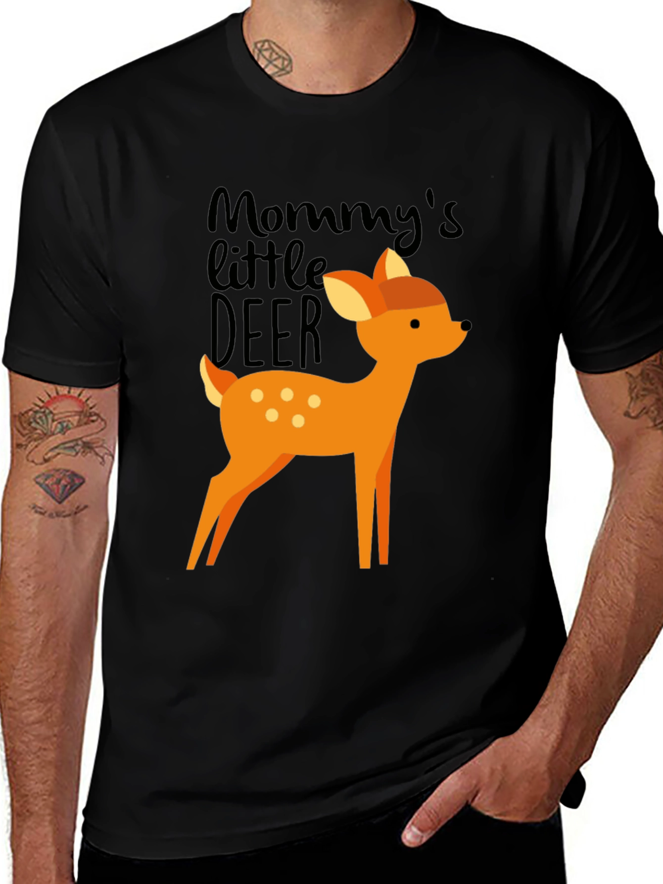 Variant 3 of Mommy's Little Deer Graphic Tee - Black
