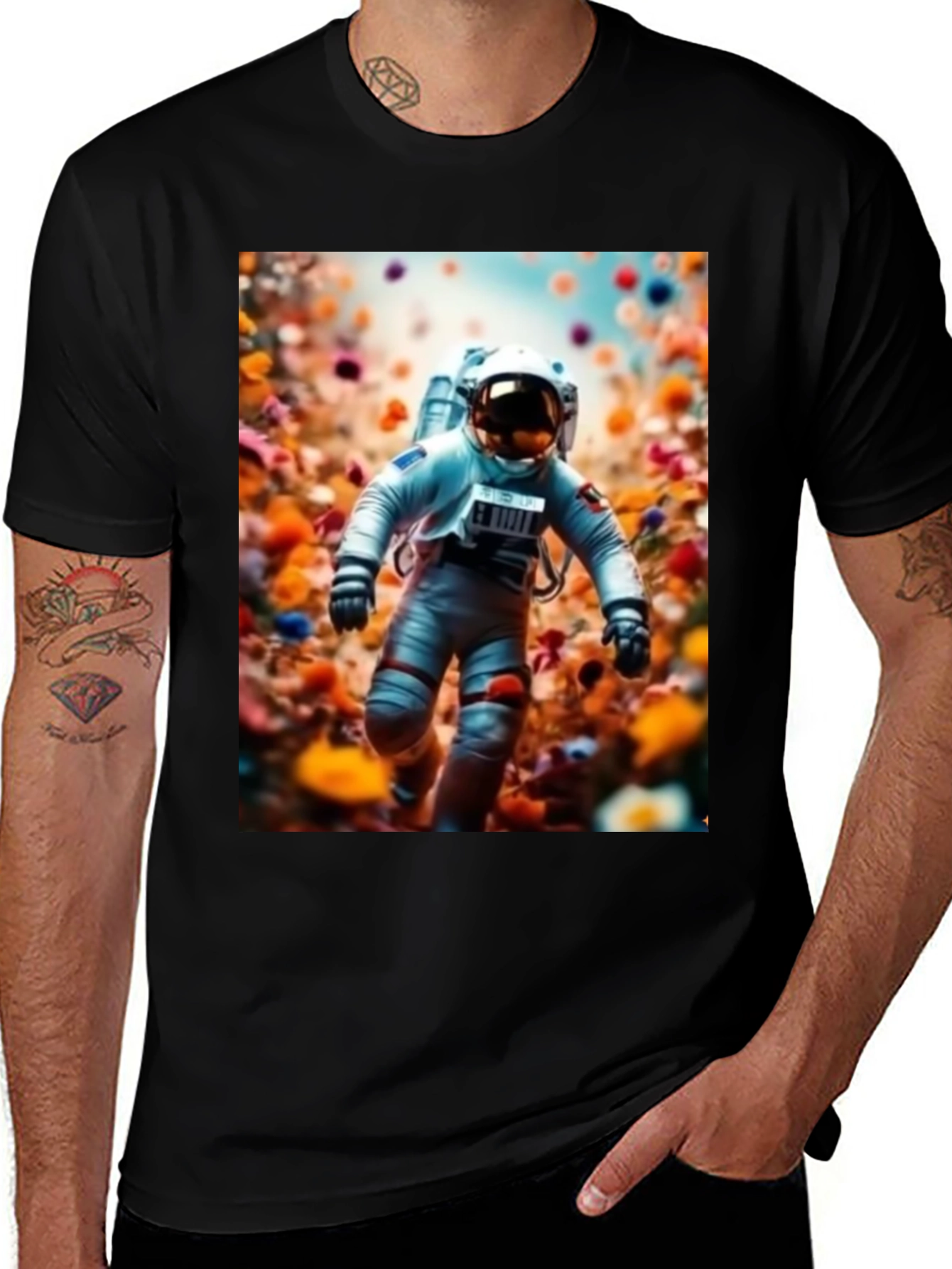 Variant 14 of Astronaut in Flowers Graphic T-Shirt