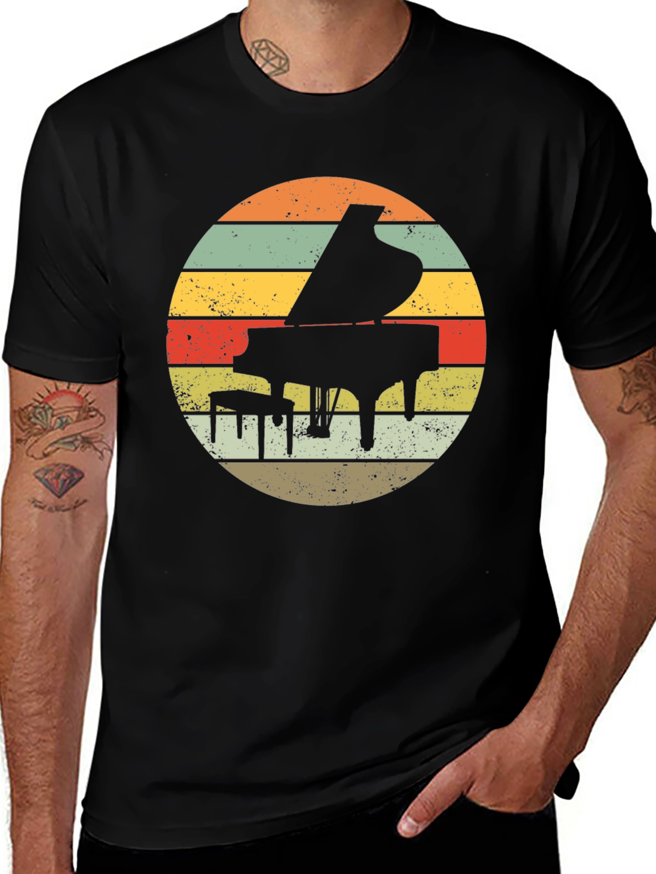 Variant 12 of Retro Piano Sunset Graphic T-Shirt