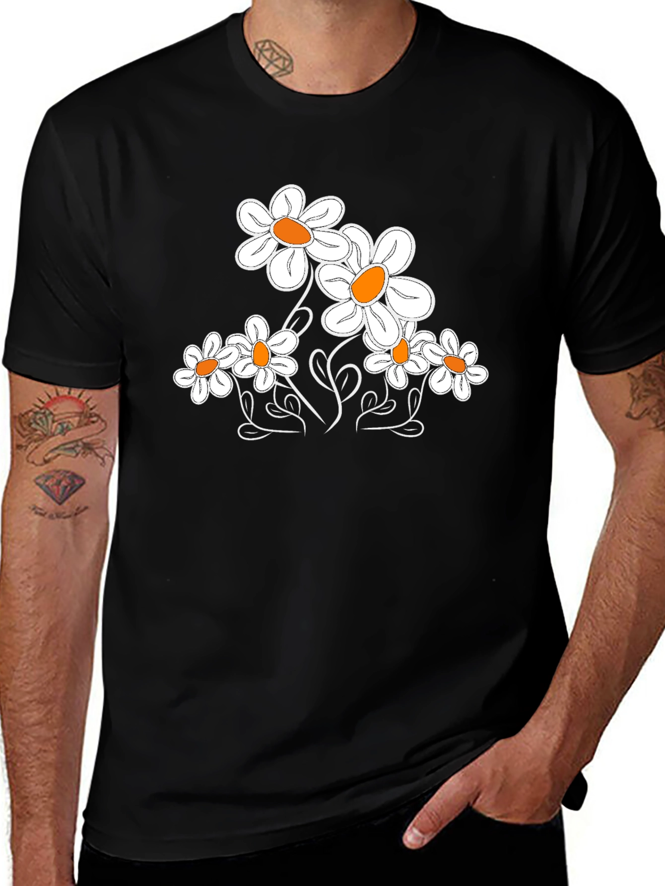 Variant 18 of Daisy Graphic T-Shirt - Classic Black Tee