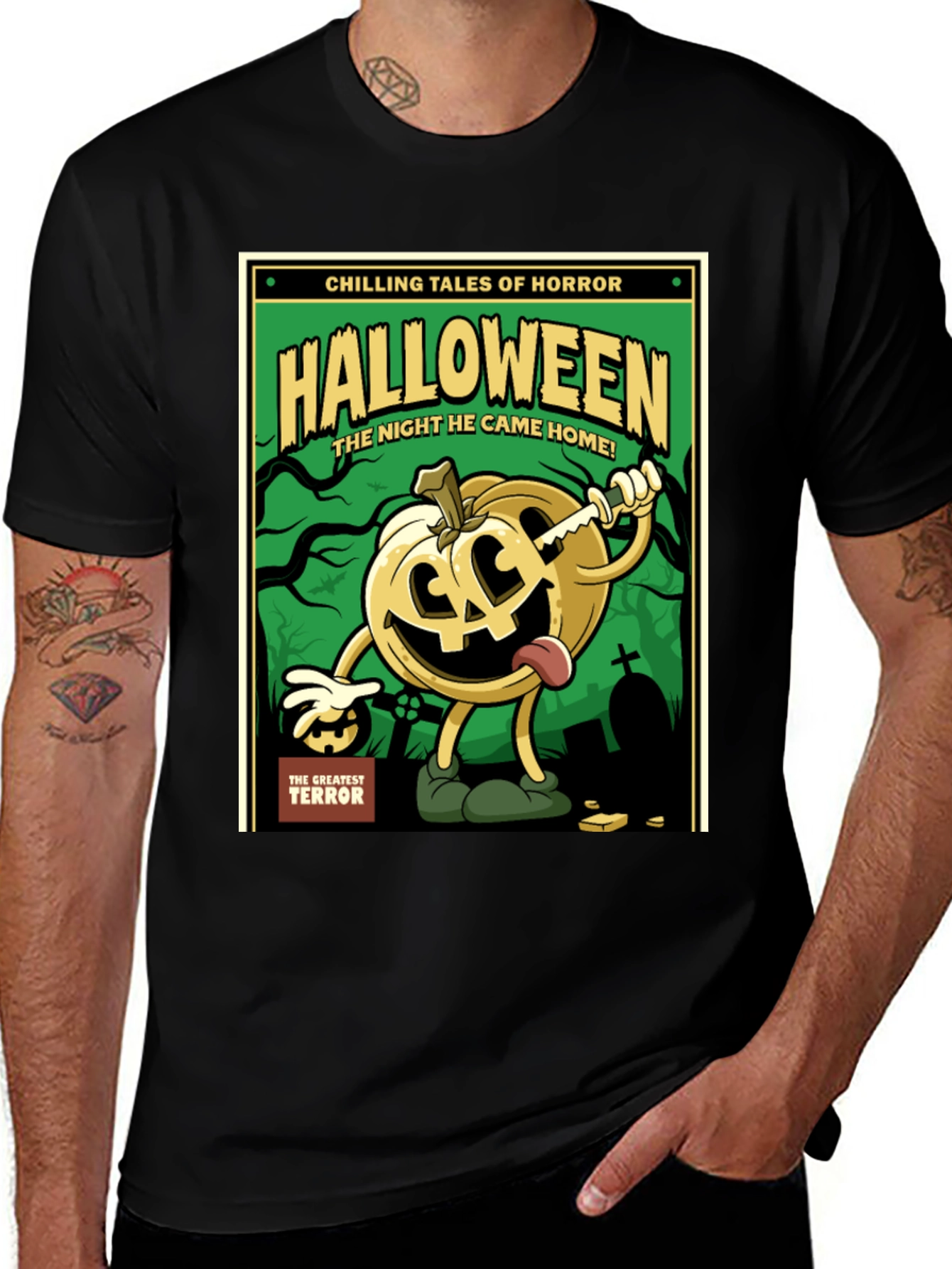 Halloween Horror Comic T-Shirt - Scary Pumpkin Tee