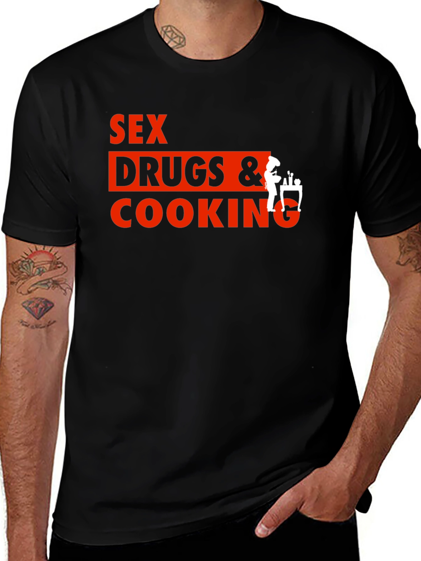 Variant 16 of Sex Drugs and Cooking Black T-Shirt