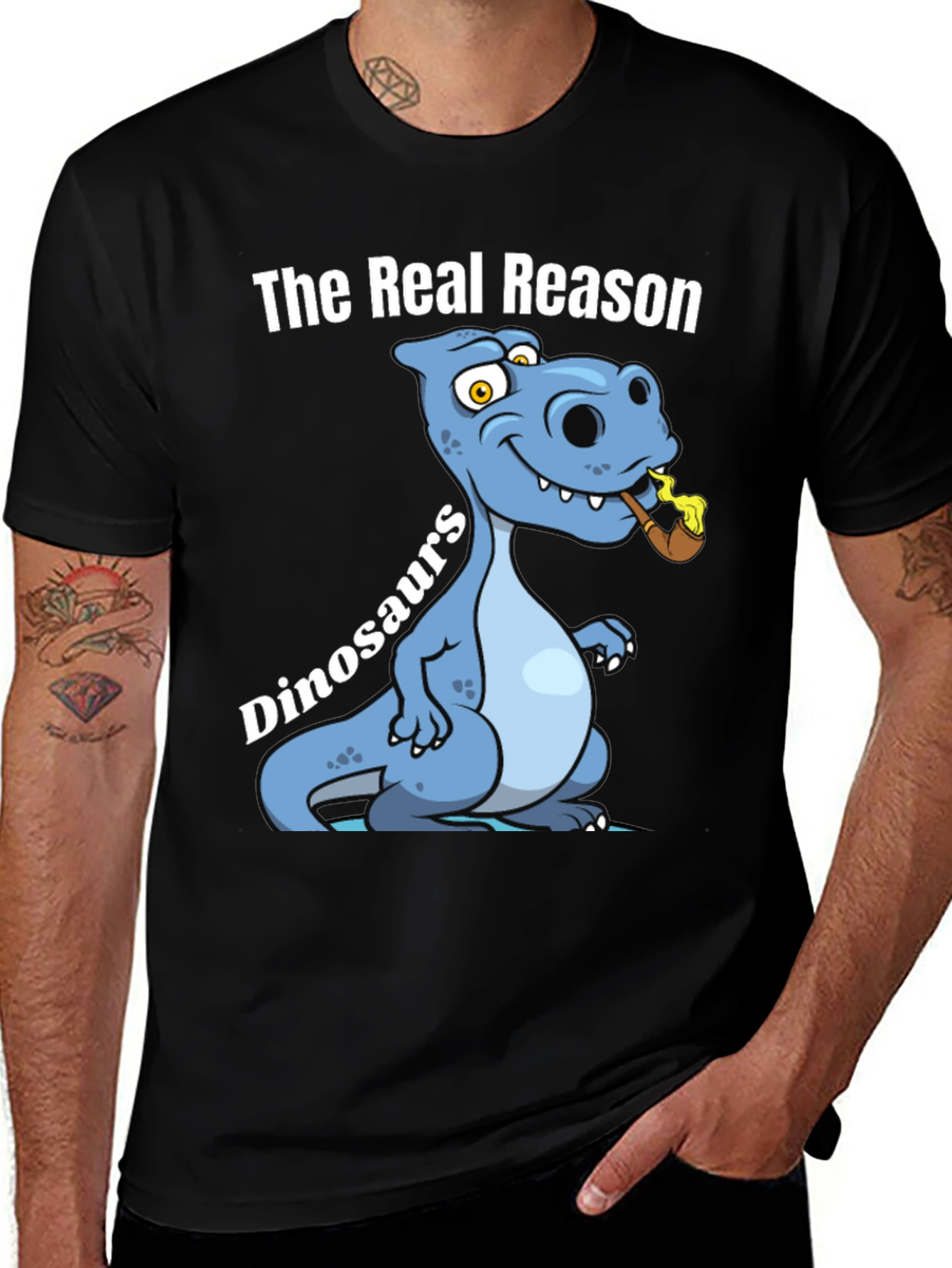 Black Funny Dinosaur T-Shirt - The Real Reason main image