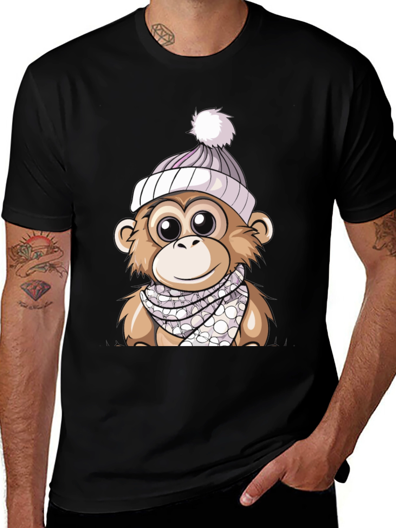 Variant 12 of Monkey in Winter Hat T-Shirt