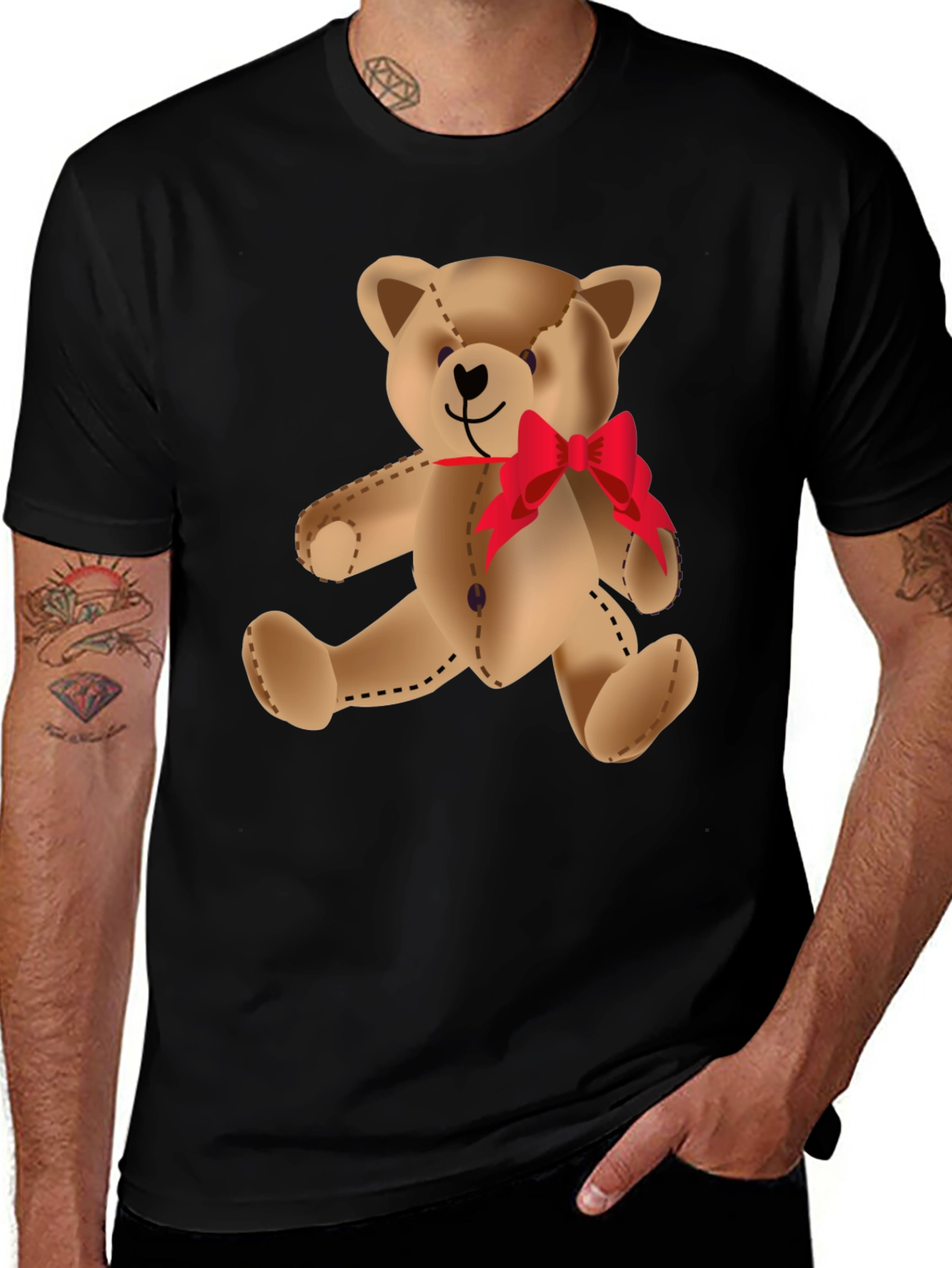 Variant 16 of Teddy Bear Graphic Black T-Shirt